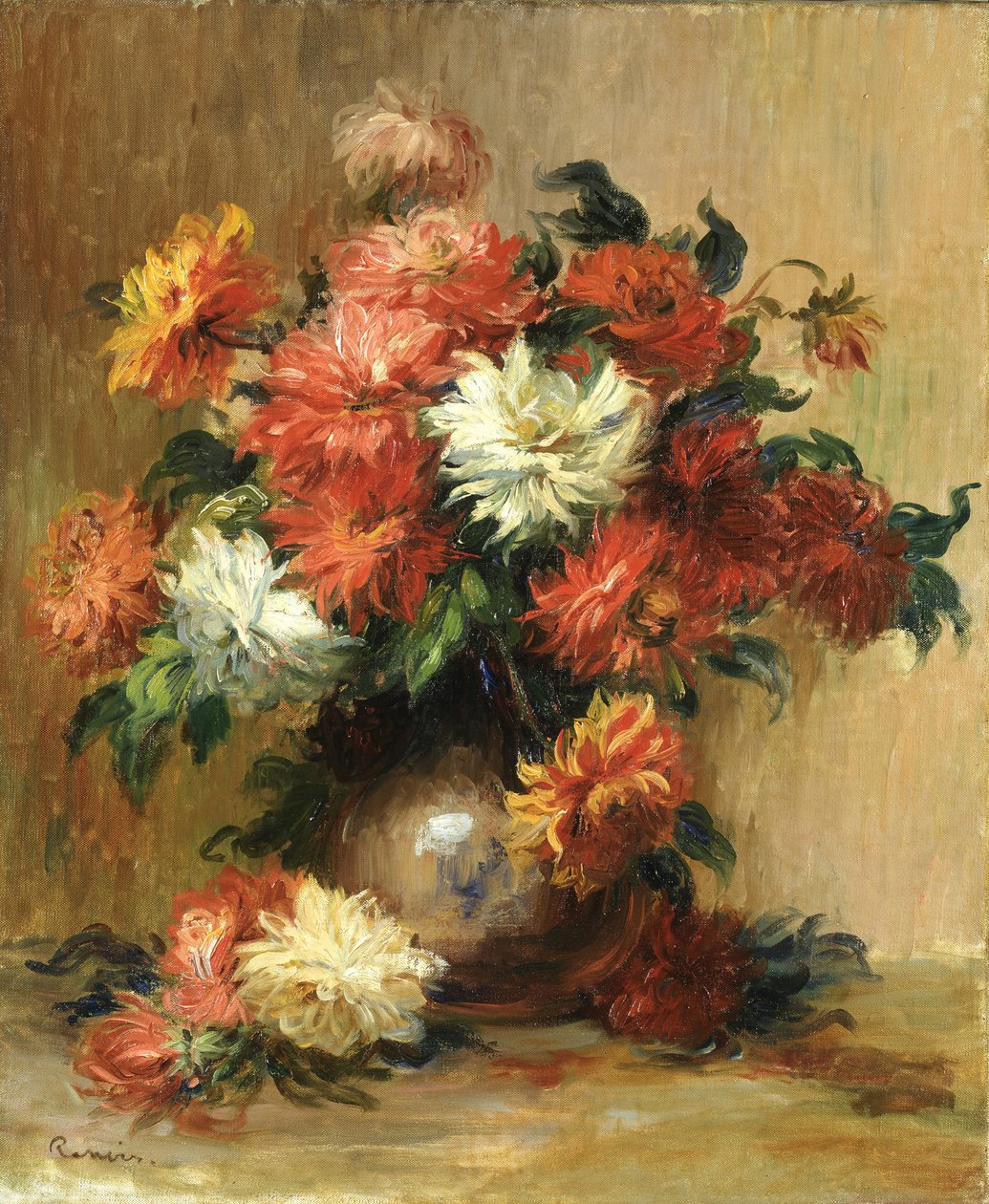 Stilleben med dahlior, ca. 1886-1890 av Pierre Auguste Renoir