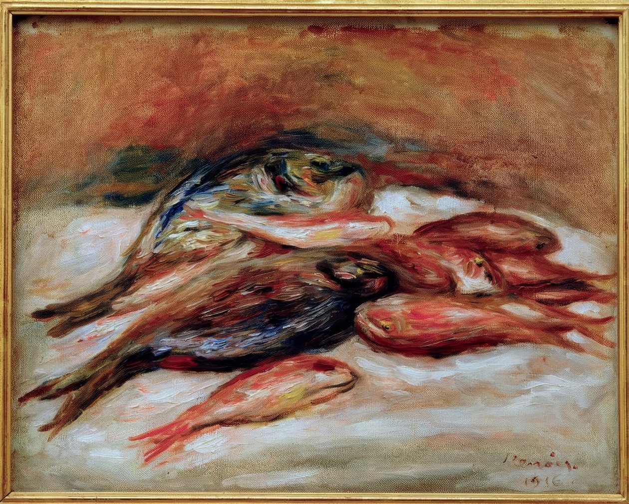 Stilleben med fisk av Pierre Auguste Renoir