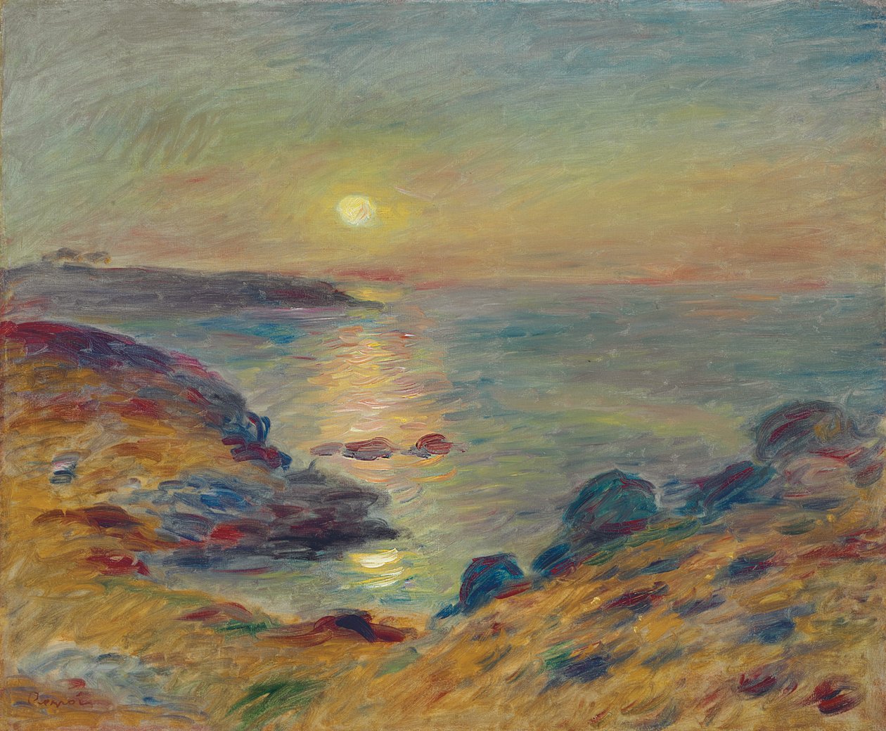Solnedgång vid Douarnenez, ca. 1883 av Pierre Auguste Renoir