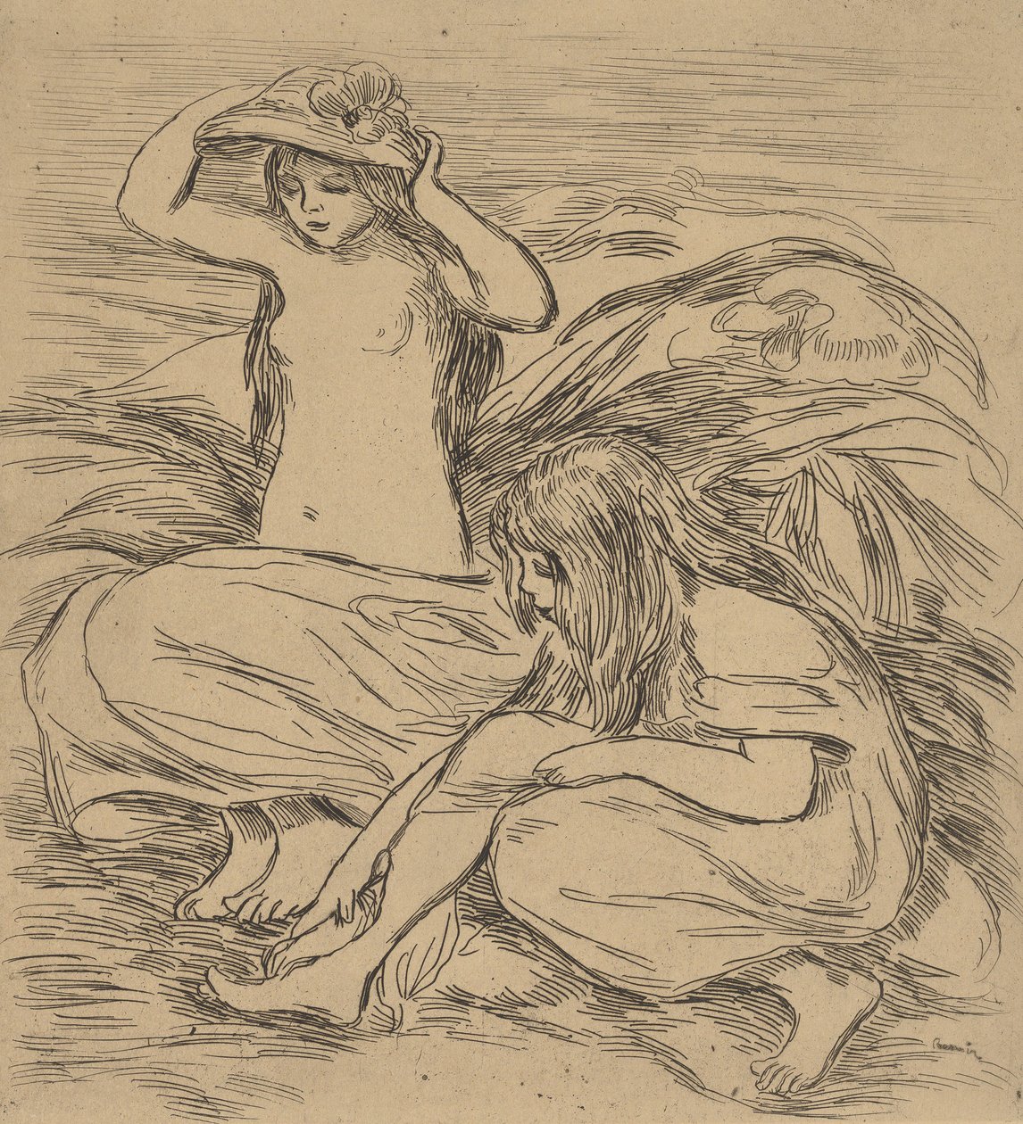 Två badande De två badande, 1895. av Pierre Auguste Renoir