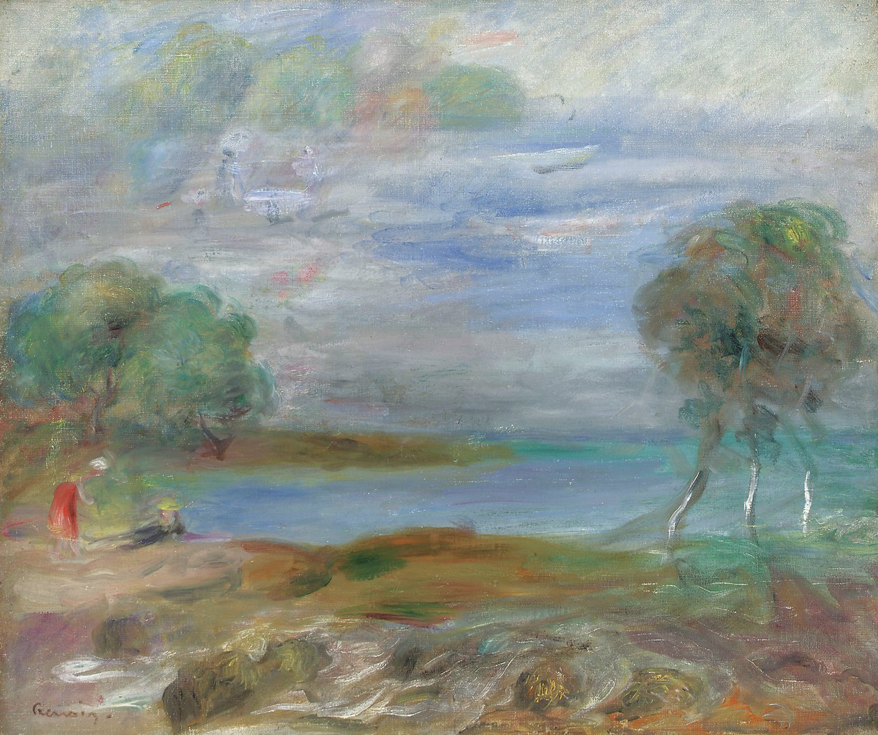 Två personer vid vattnet av Pierre Auguste Renoir