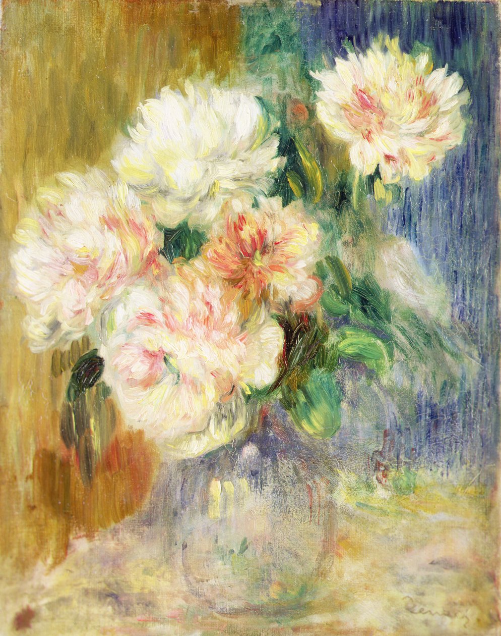 Vas med pioner (olja på duk) av Pierre Auguste Renoir
