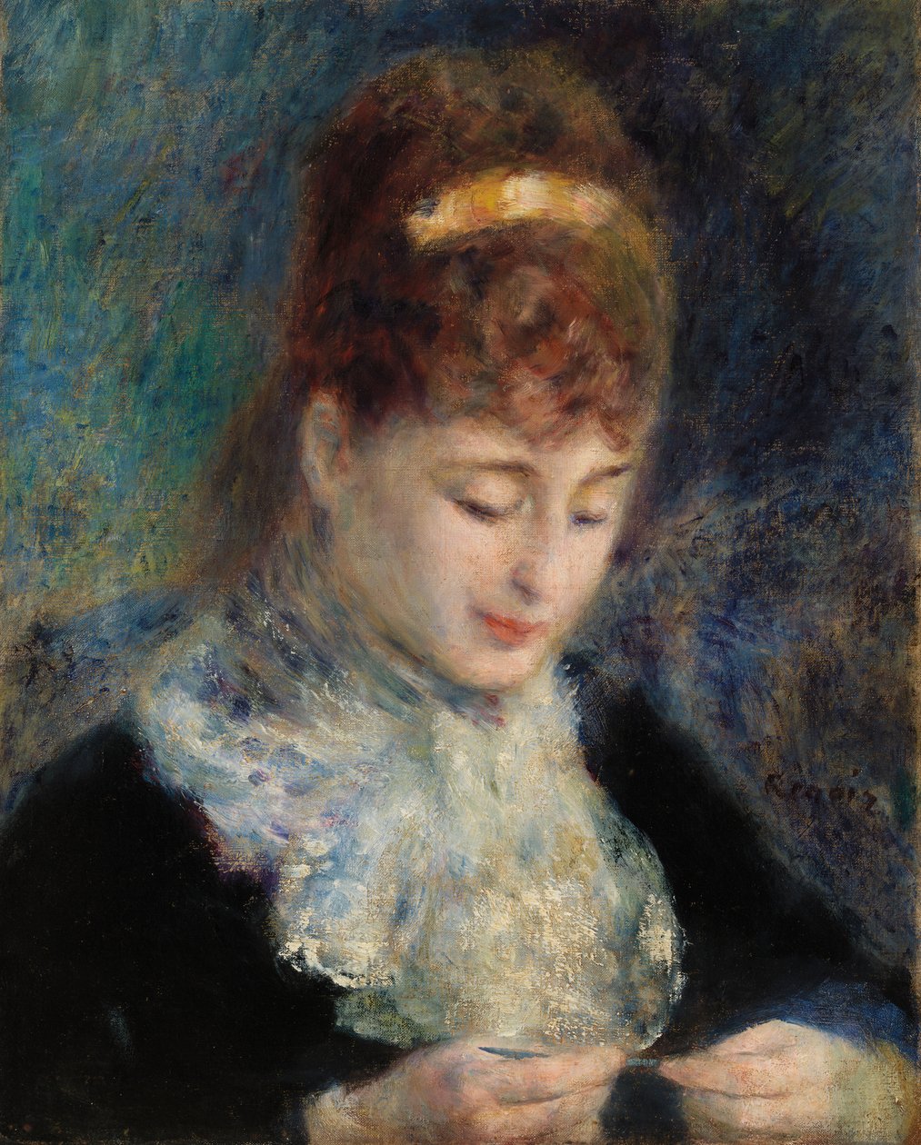 Kvinna Virkning av Pierre Auguste Renoir