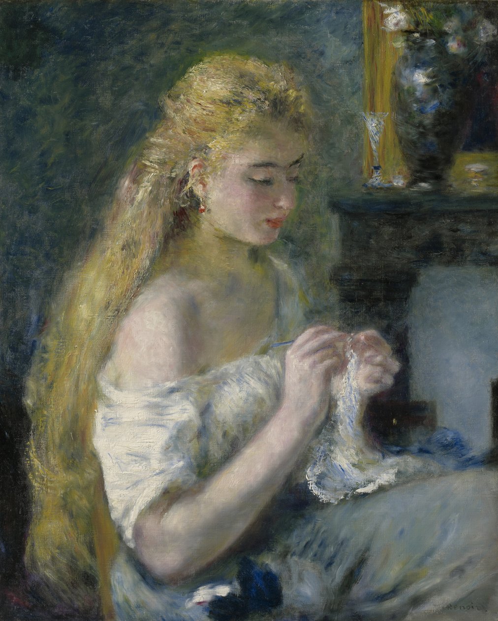 Virkande kvinna, c.1875 av Pierre Auguste Renoir