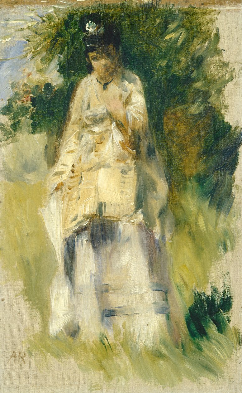 Kvinna som står vid ett träd, 1866. av Pierre Auguste Renoir