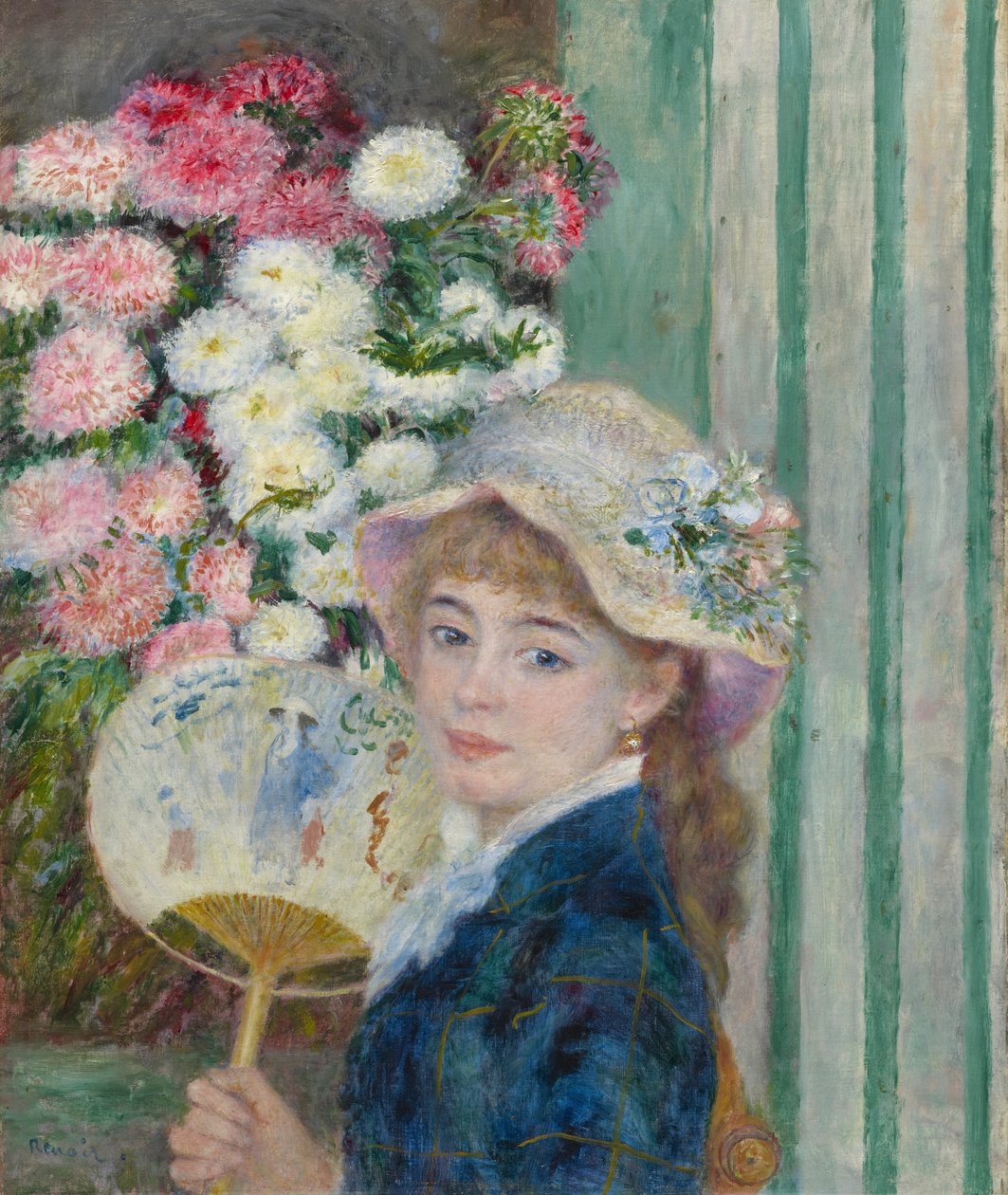 Kvinna med en fan, c.1879 av Pierre Auguste Renoir
