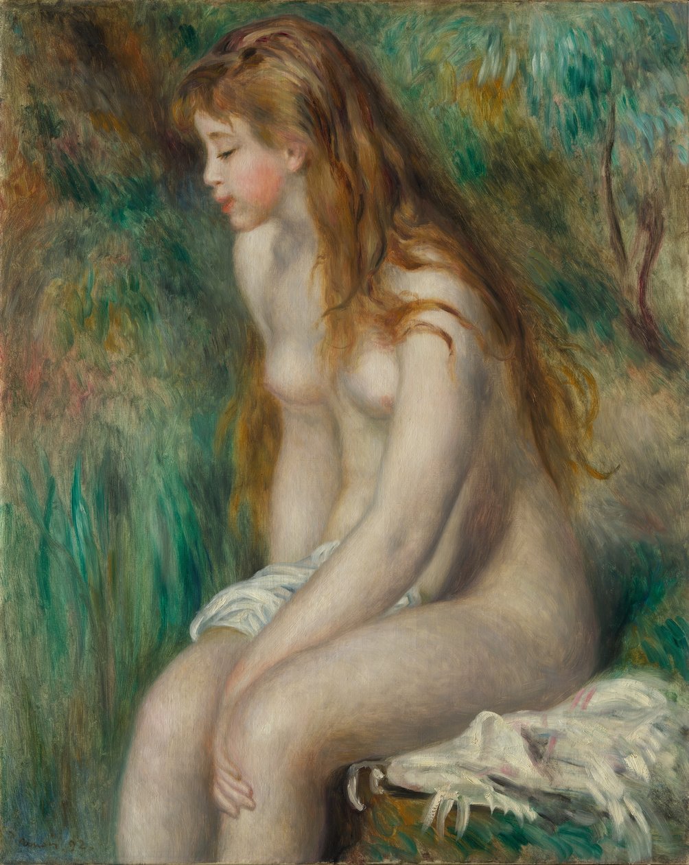 Ung flicka badar, 1892. av Pierre Auguste Renoir