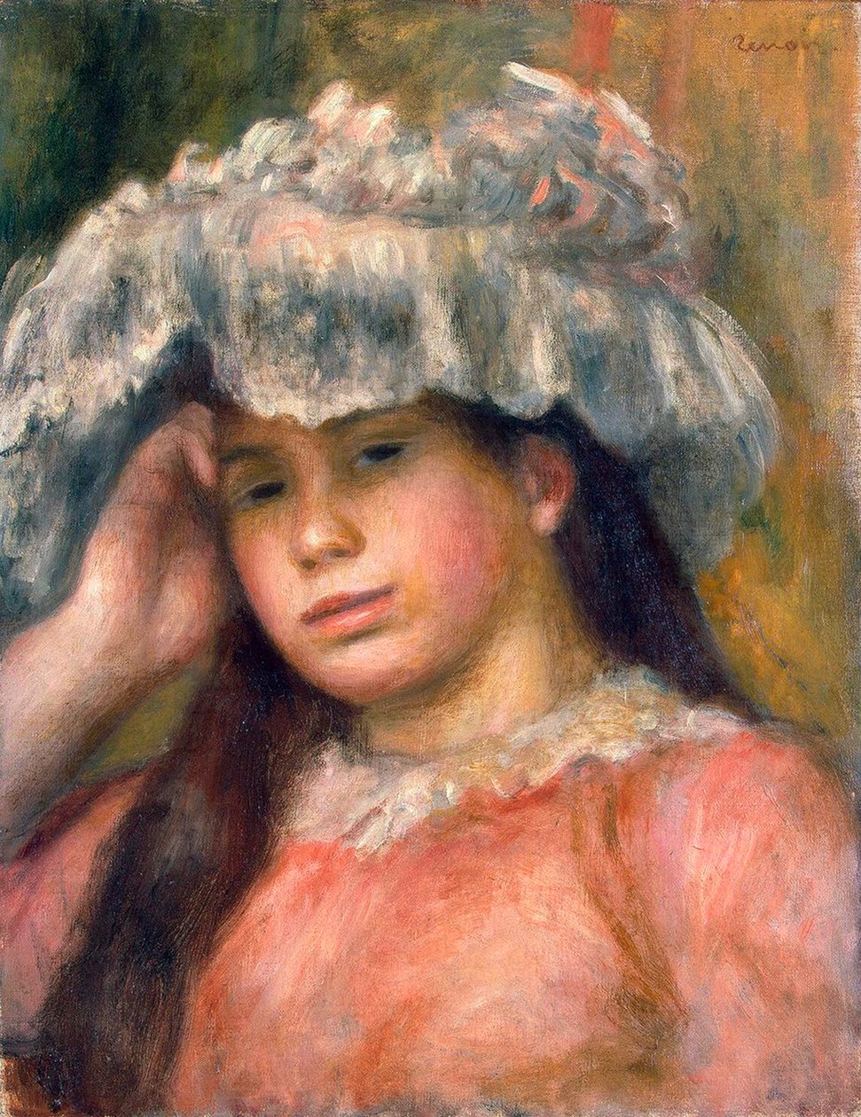 Ung flicka i hatt, 1892-1894. av Pierre Auguste Renoir