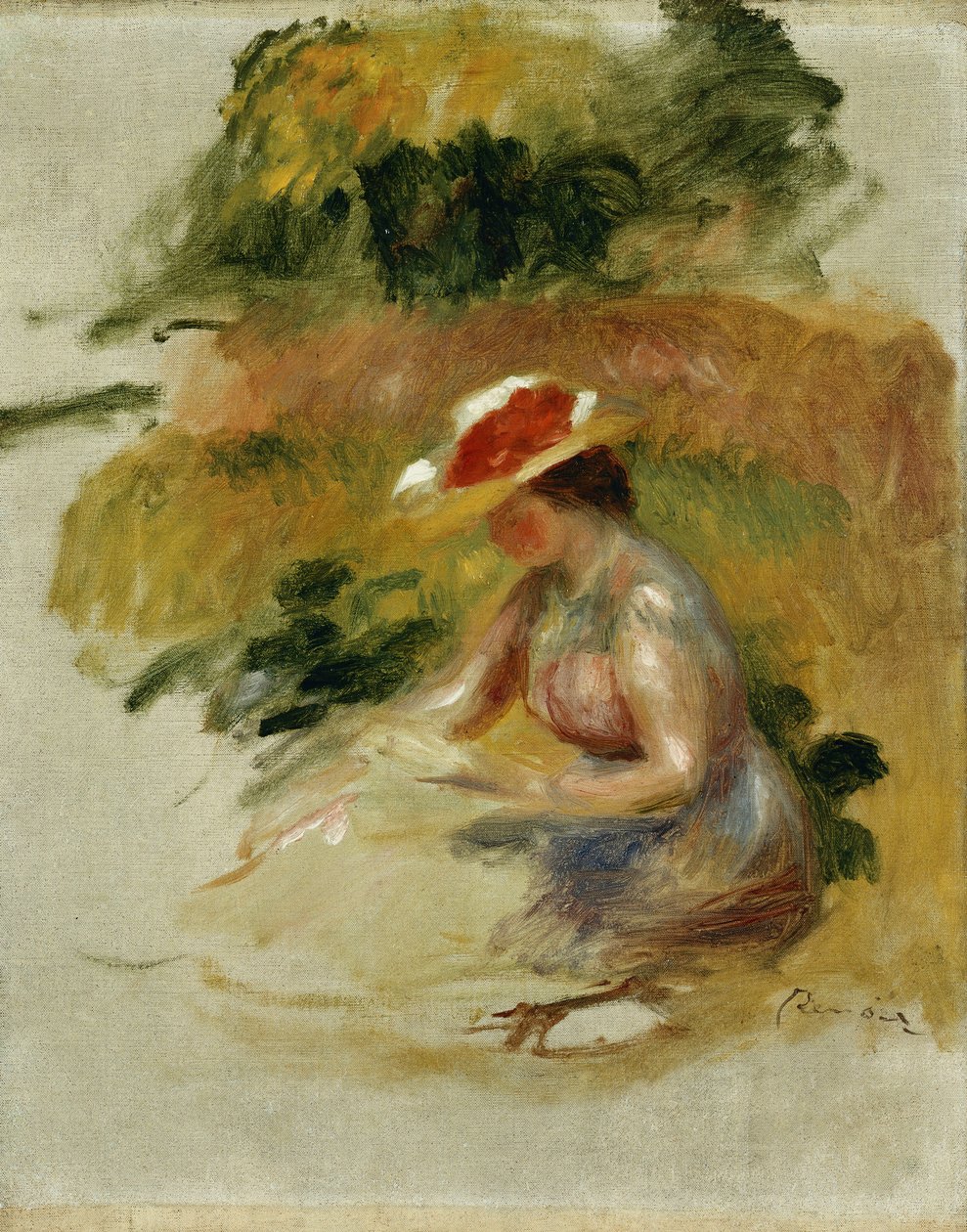 Läsning för ung kvinna; Ung kvinna läser, av Pierre Auguste Renoir