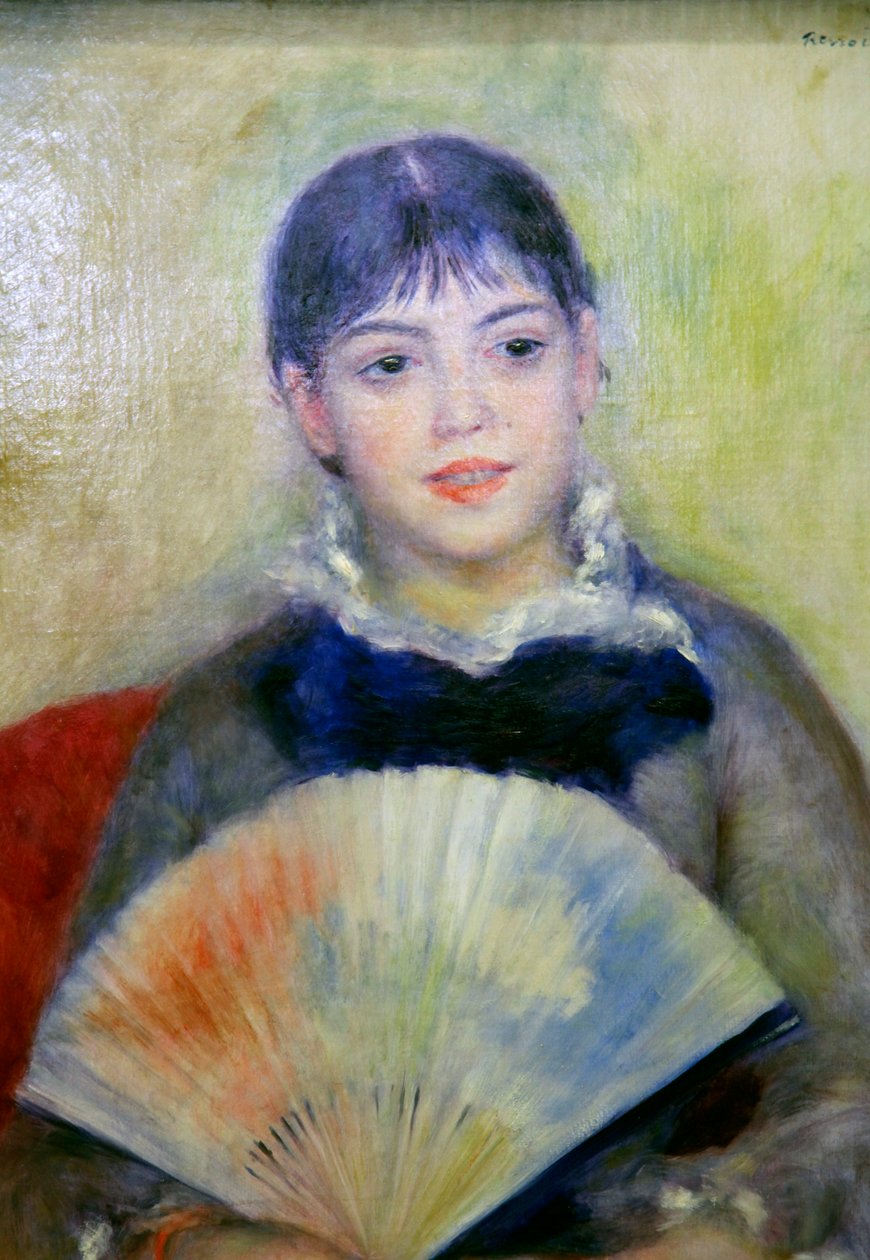 "Ung kvinna med ett fan", 1880 av Pierre Auguste Renoir
