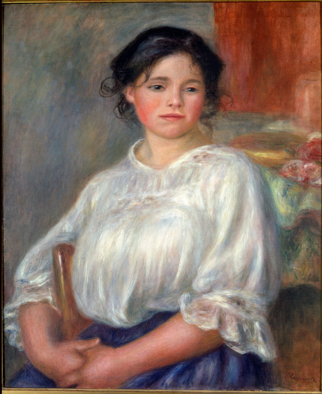 Ung flicka sittande av Pierre Auguste Renoir