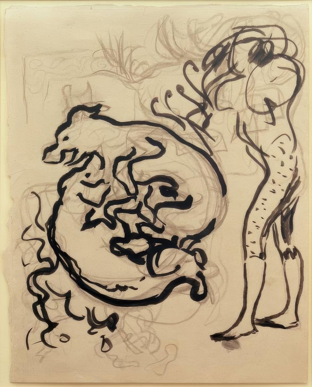 Hundar som leker och en figur av Pierre Bonnard