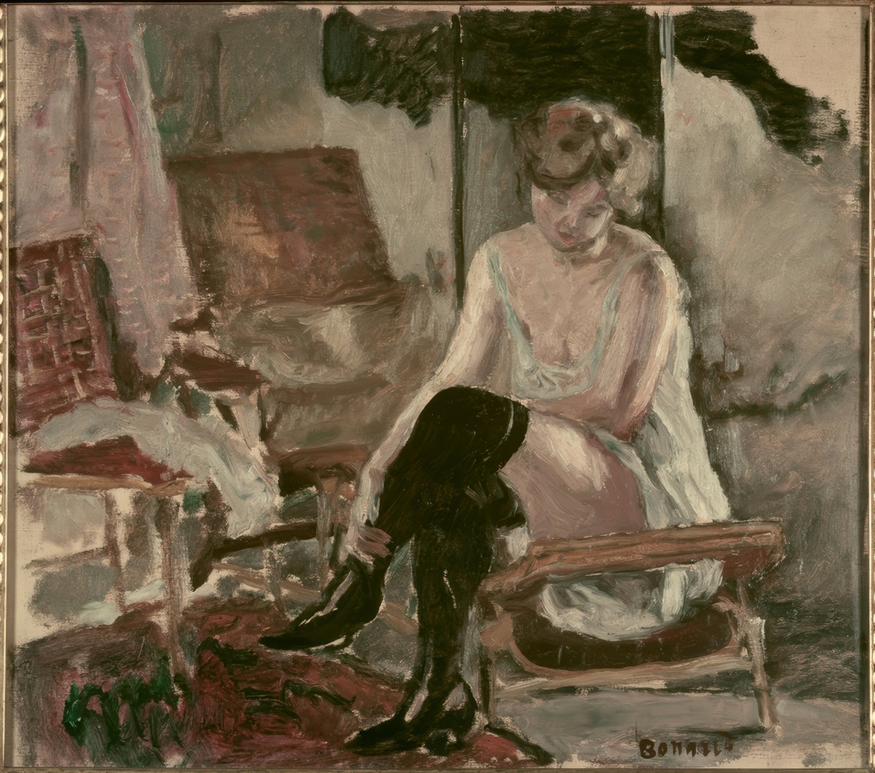 Studie av en ung kvinna på sin långa schäslong av Pierre Bonnard