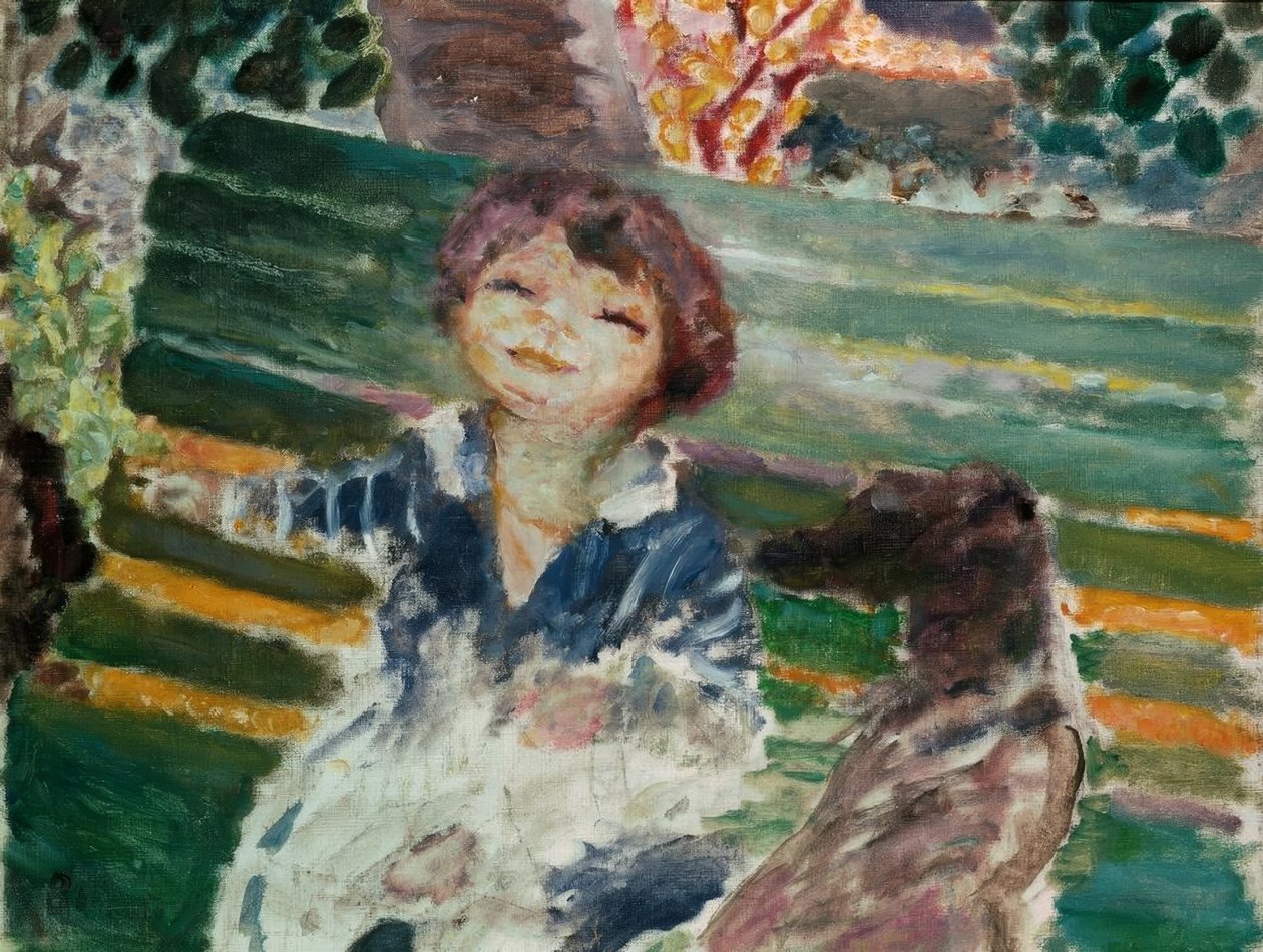 Liten flicka med hund av Pierre Bonnard