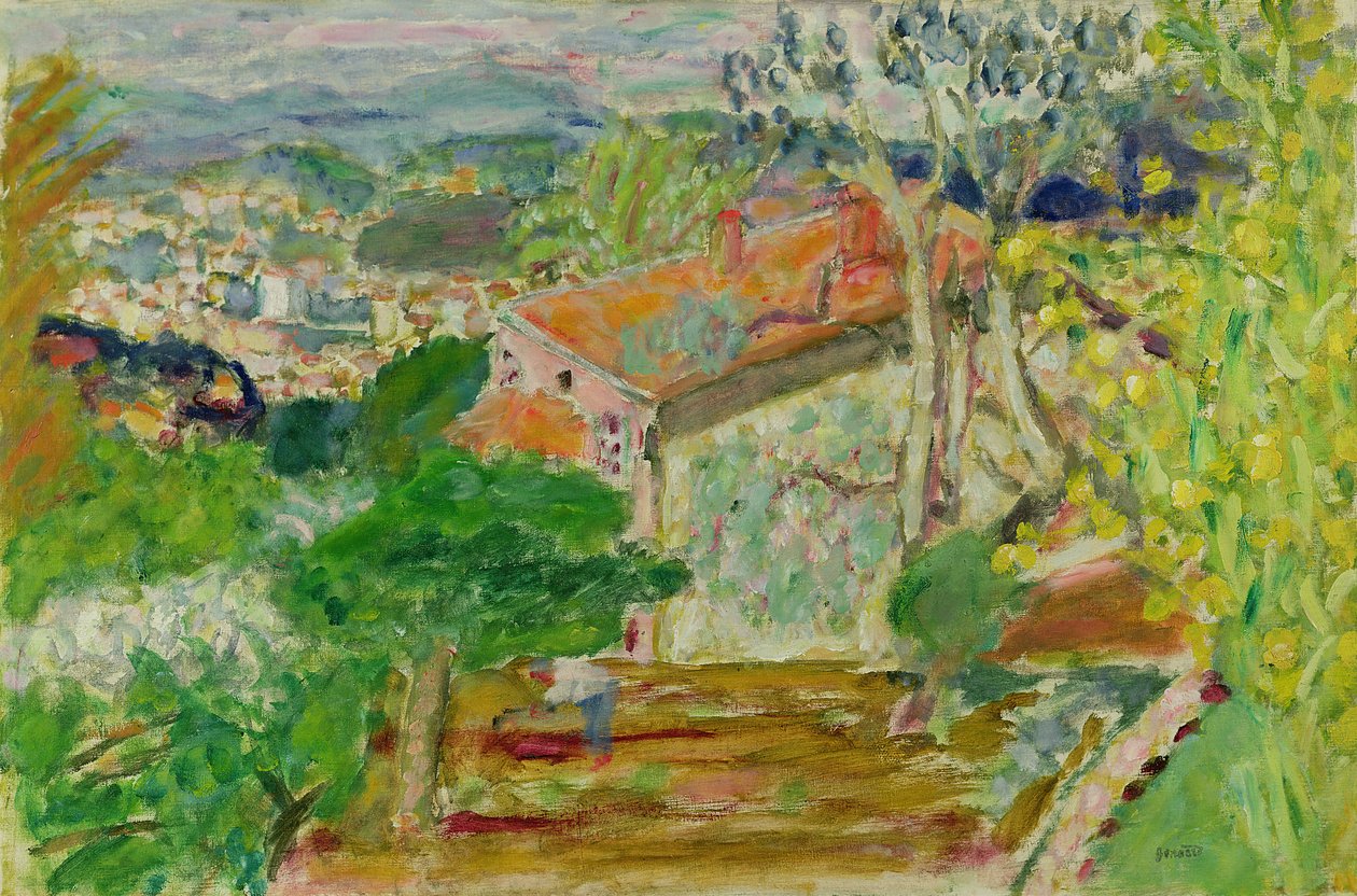 Landskap med ett rött hus, c.1942 av Pierre Bonnard
