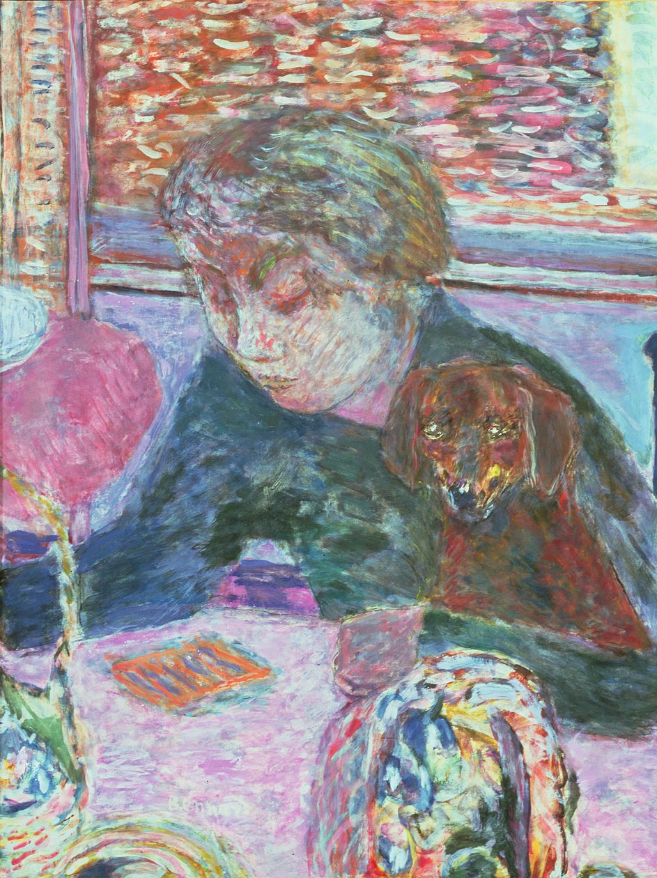Porträtt med en hund, 1940 av Pierre Bonnard
