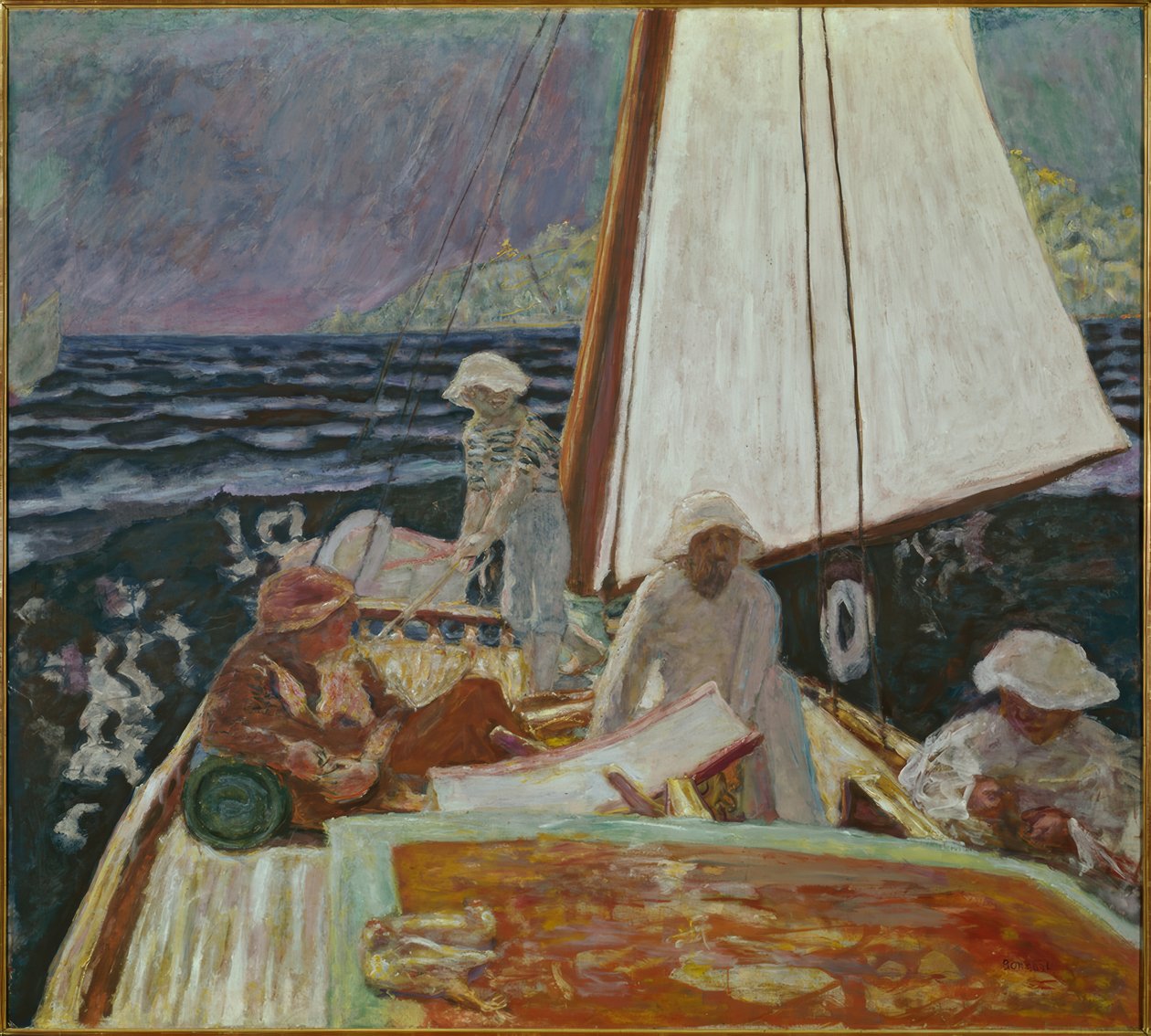 Signac och hans vänner i en segelbåt av Pierre Bonnard