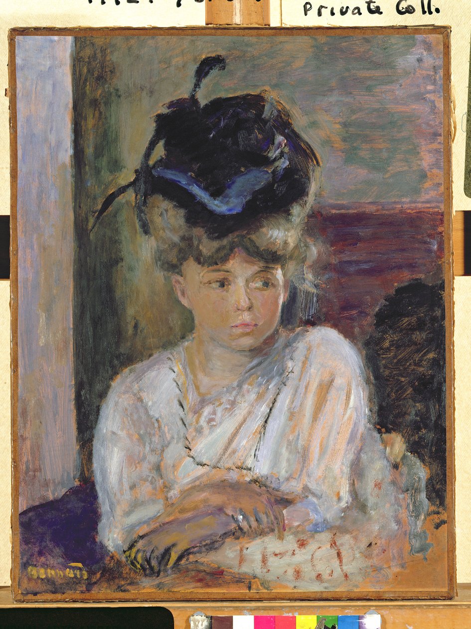 The Blue Ribbbonned Hat, 1912 av Pierre Bonnard