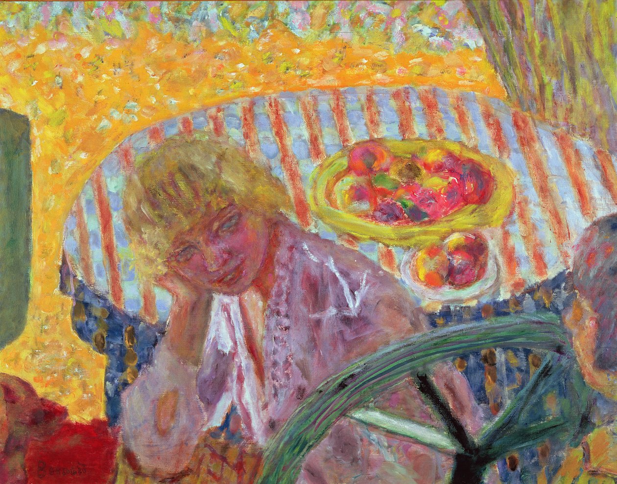 Ung flicka med en randig duk, 1921 av Pierre Bonnard