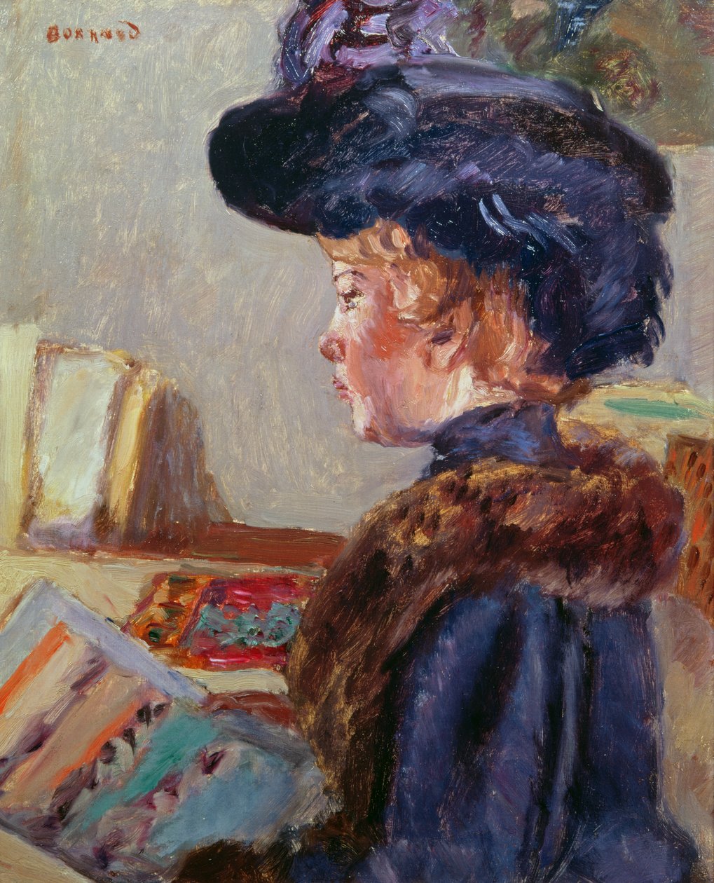 Ung kvinna utskrift av Pierre Bonnard