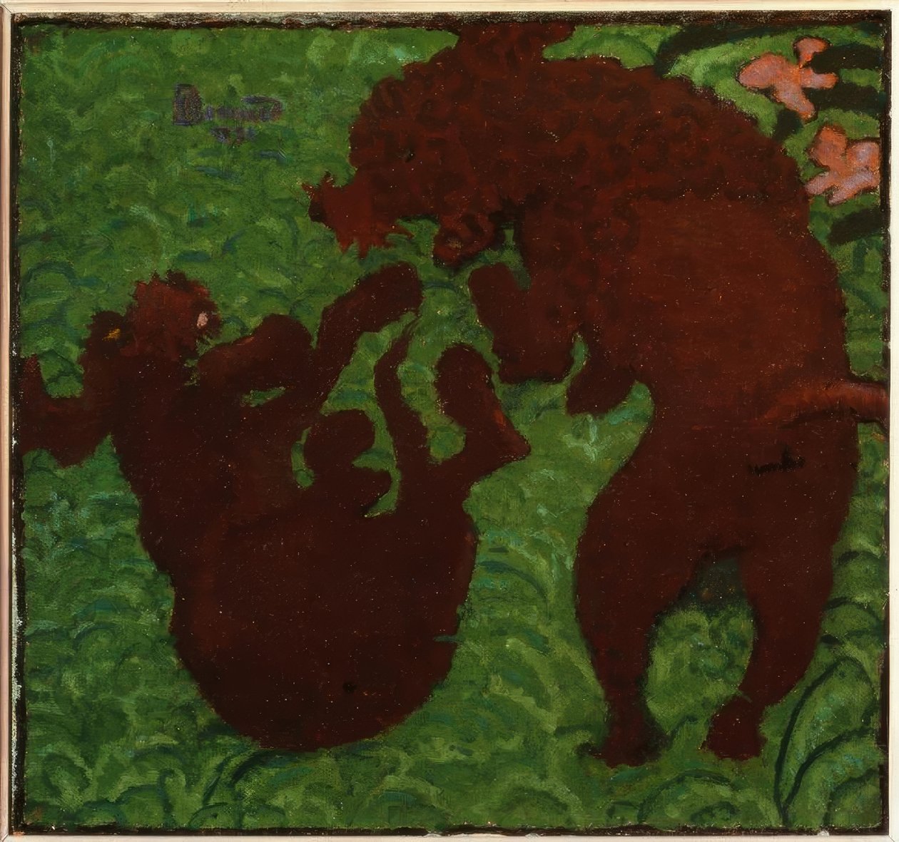 Två lekande hundar av Pierre Bonnard