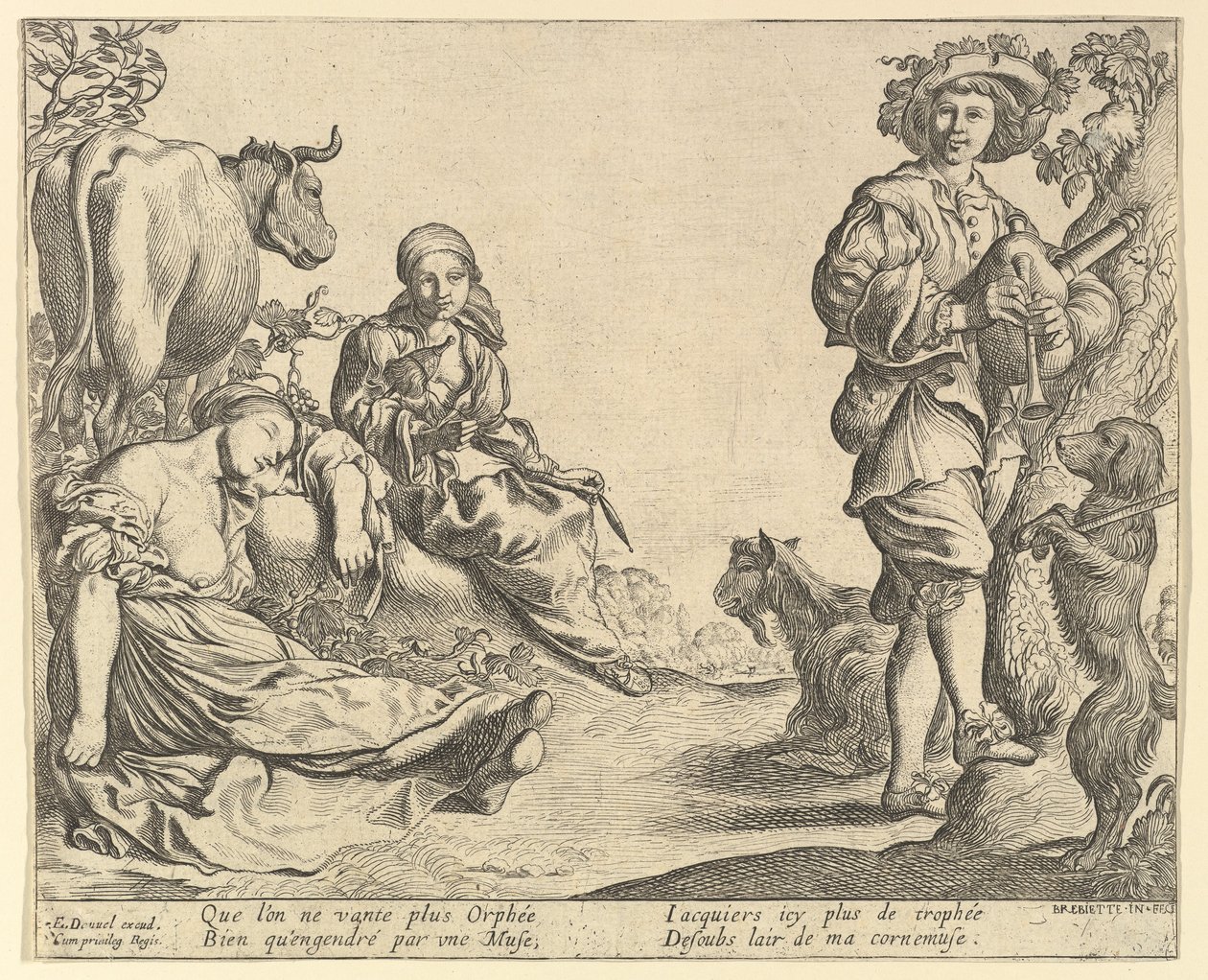 Säckpipsspelare, 1610-50. av Pierre Brebiette