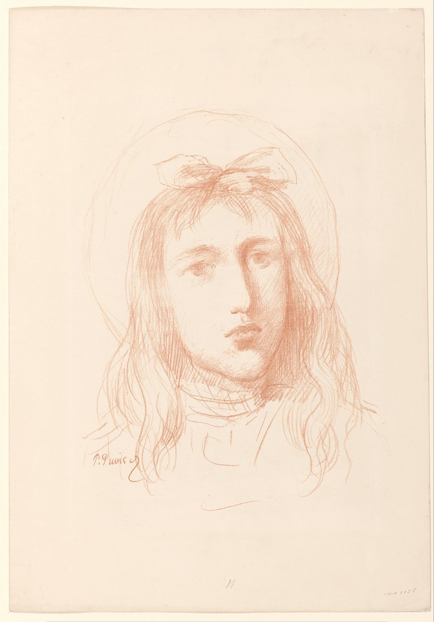 Huvudet av en flicka av Pierre Cécile Puvis de Chavannes
