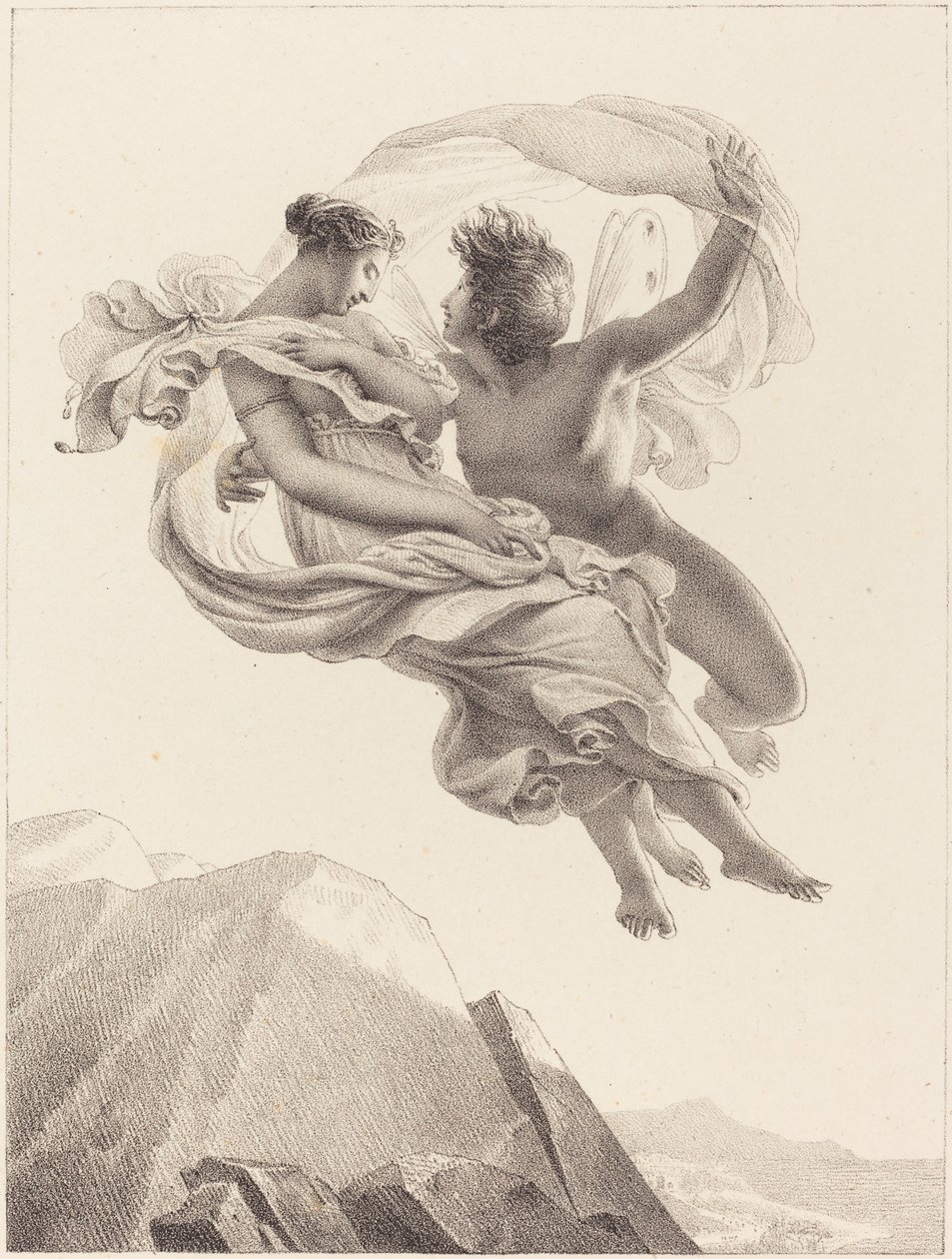 Zephyr och Psyche av Pierre Claude François Delorme