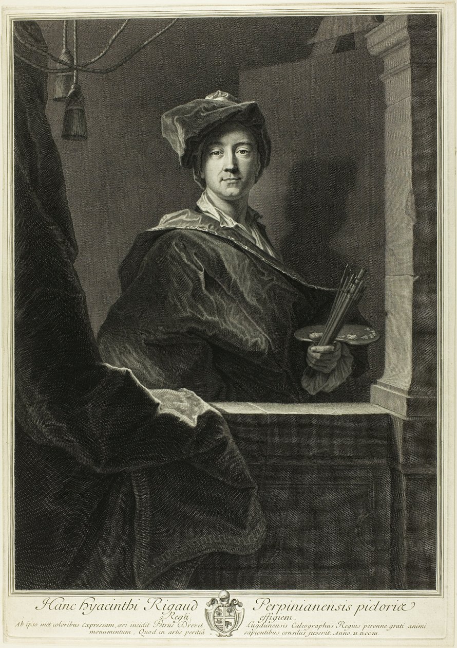 Porträtt av Hyacinthe Rigaud av Pierre Drevet