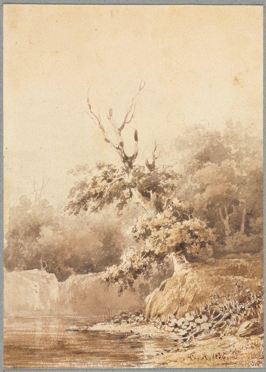 Landskap, 1836. av Pierre Etienne Theodore Rousseau