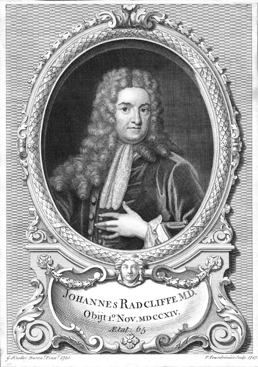John Radcliffe, engelsk läkare, 1747 av Pierre Fourdrinier