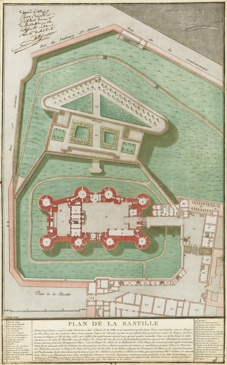 Bastiljens plan, 1792 av Pierre Francois Palloy