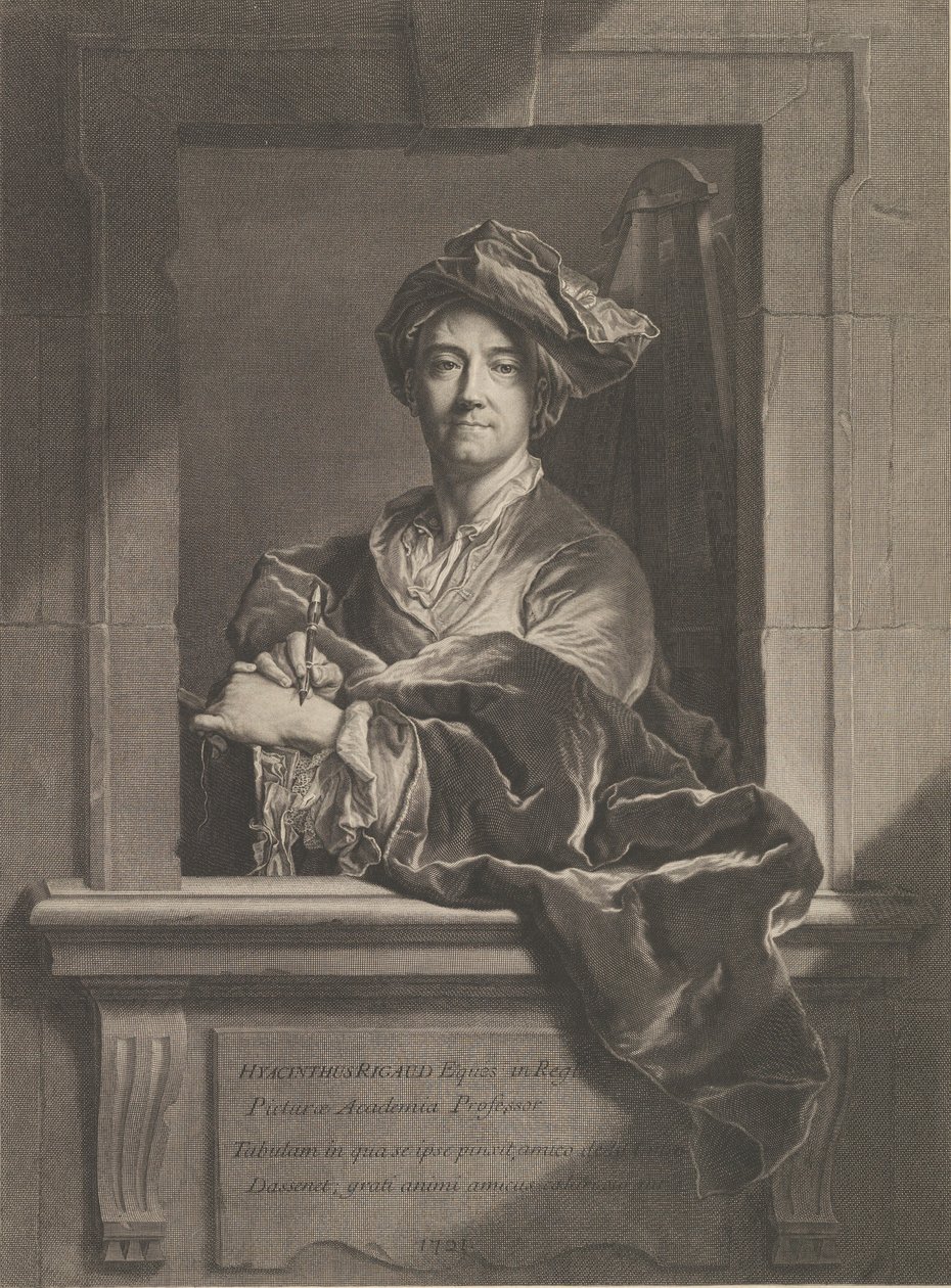 Porträtt av Hyacinthe Rigaud, 1721. av Pierre Imbert Drevet