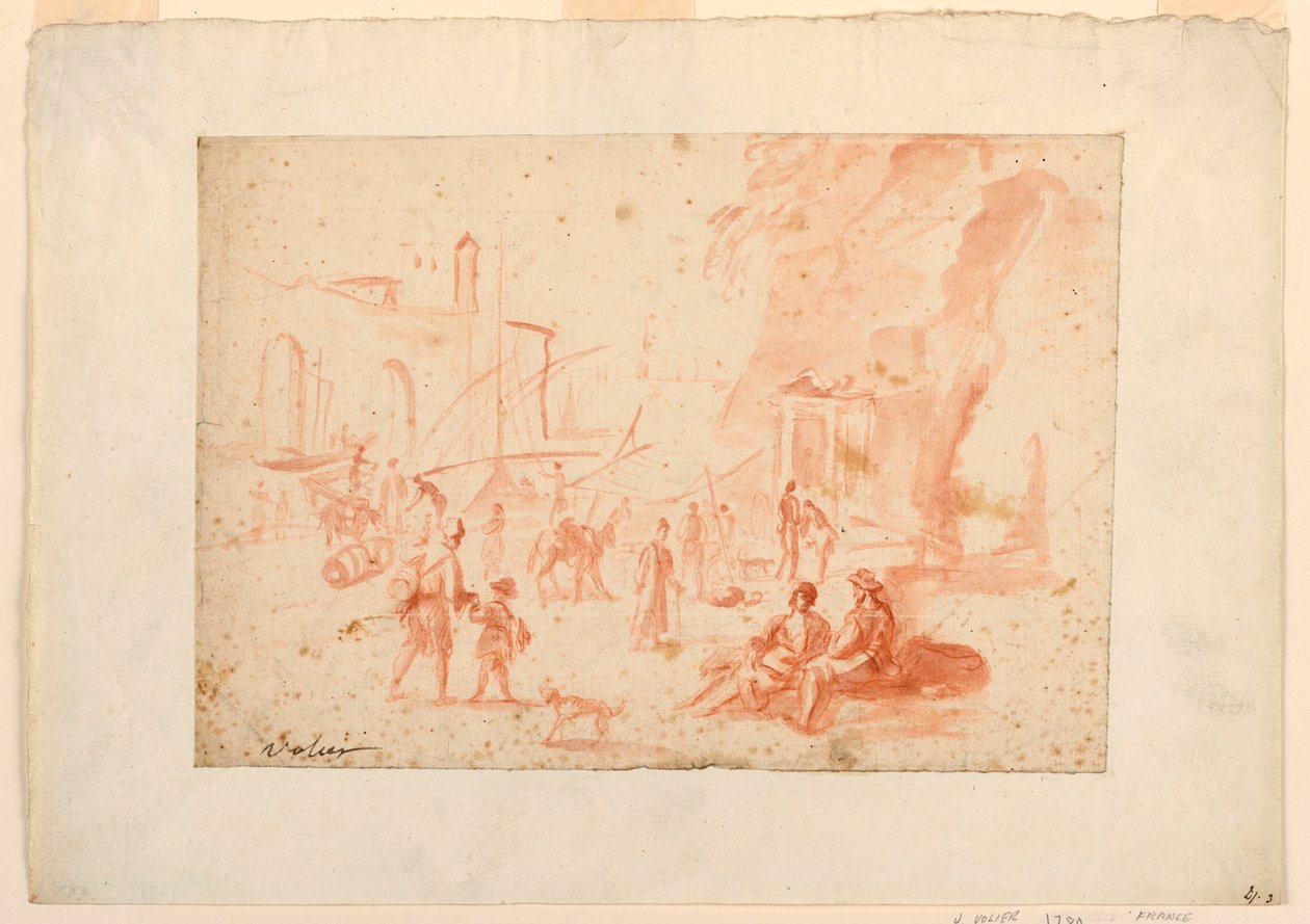 En hamnscene av Pierre Jacques Volaire