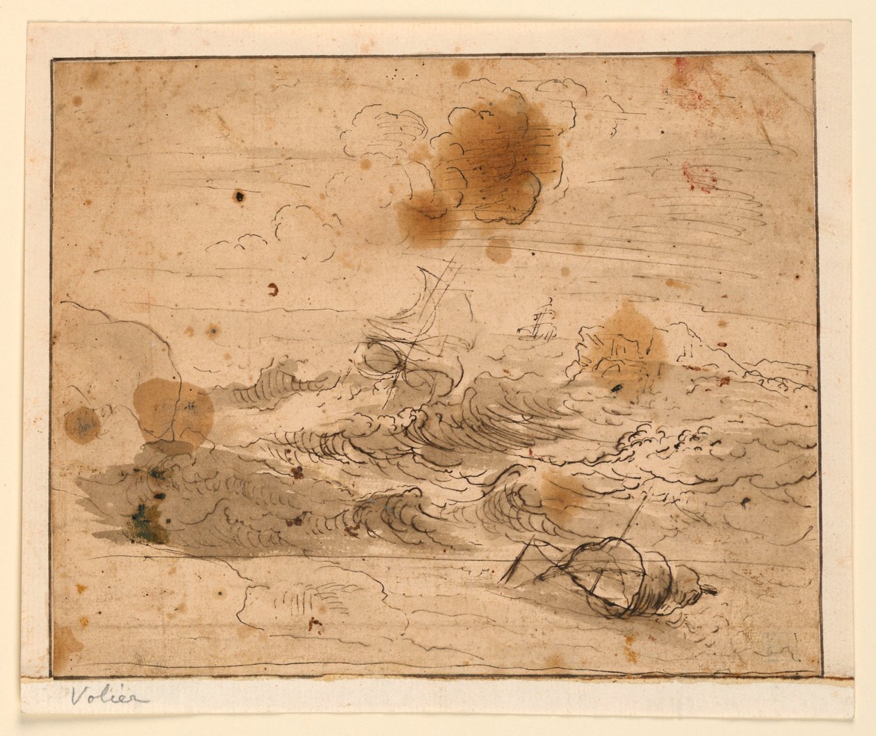 Stormigt havslandskap av Pierre Jacques Volaire