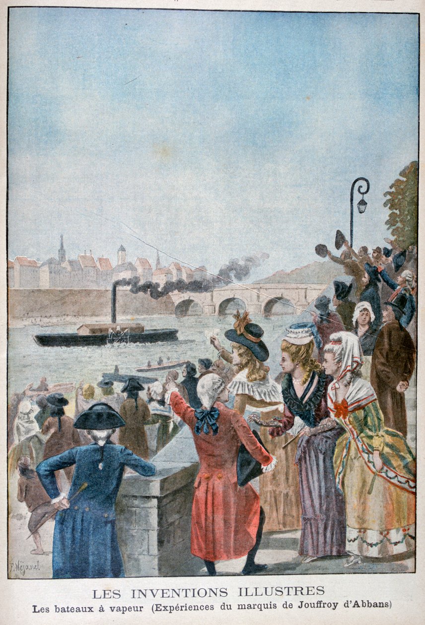 Paddelångare Pyroscaphe, 1783, 1900 av Pierre Mejanel