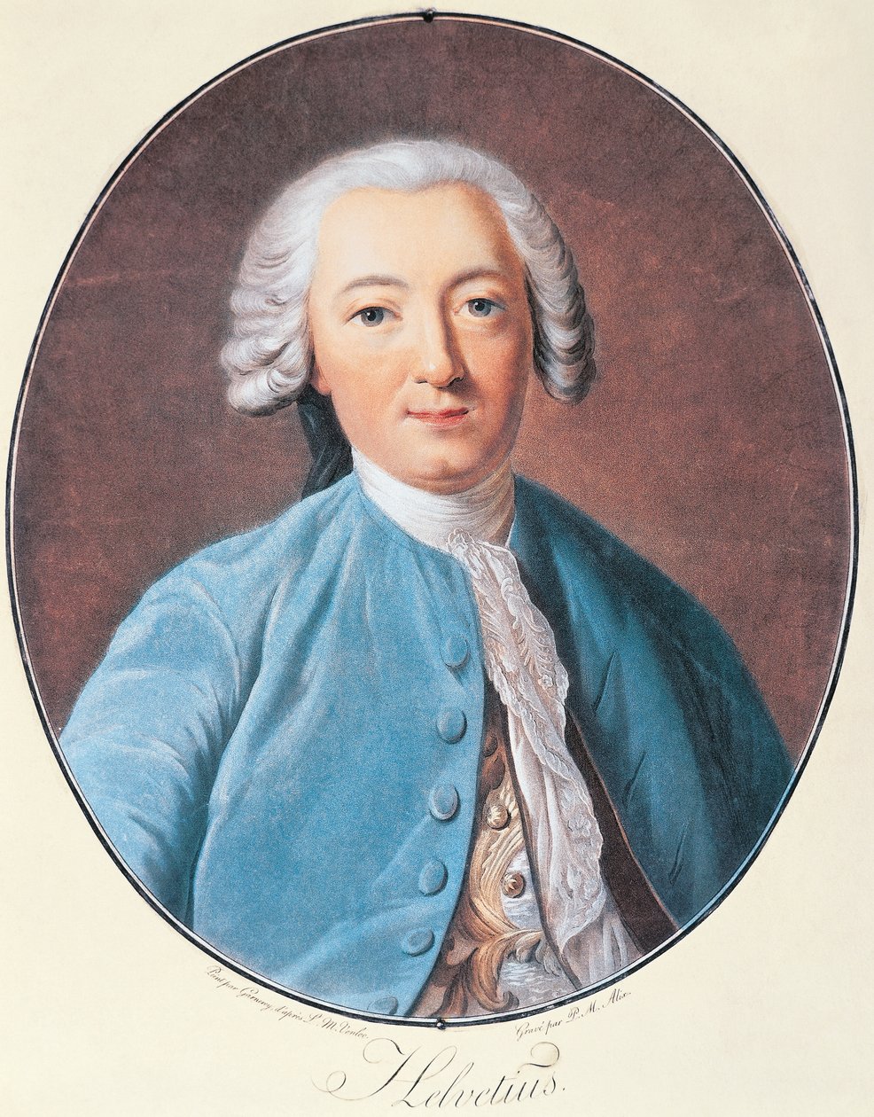Porträtt av Claude Adrien Helvetius av Pierre Michel Alix