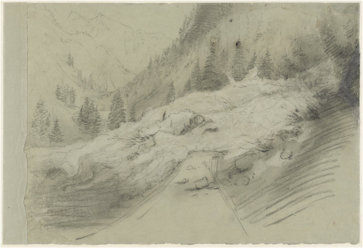 Lavin i ett alpint landskap av Pierre Puvis de Chavannes