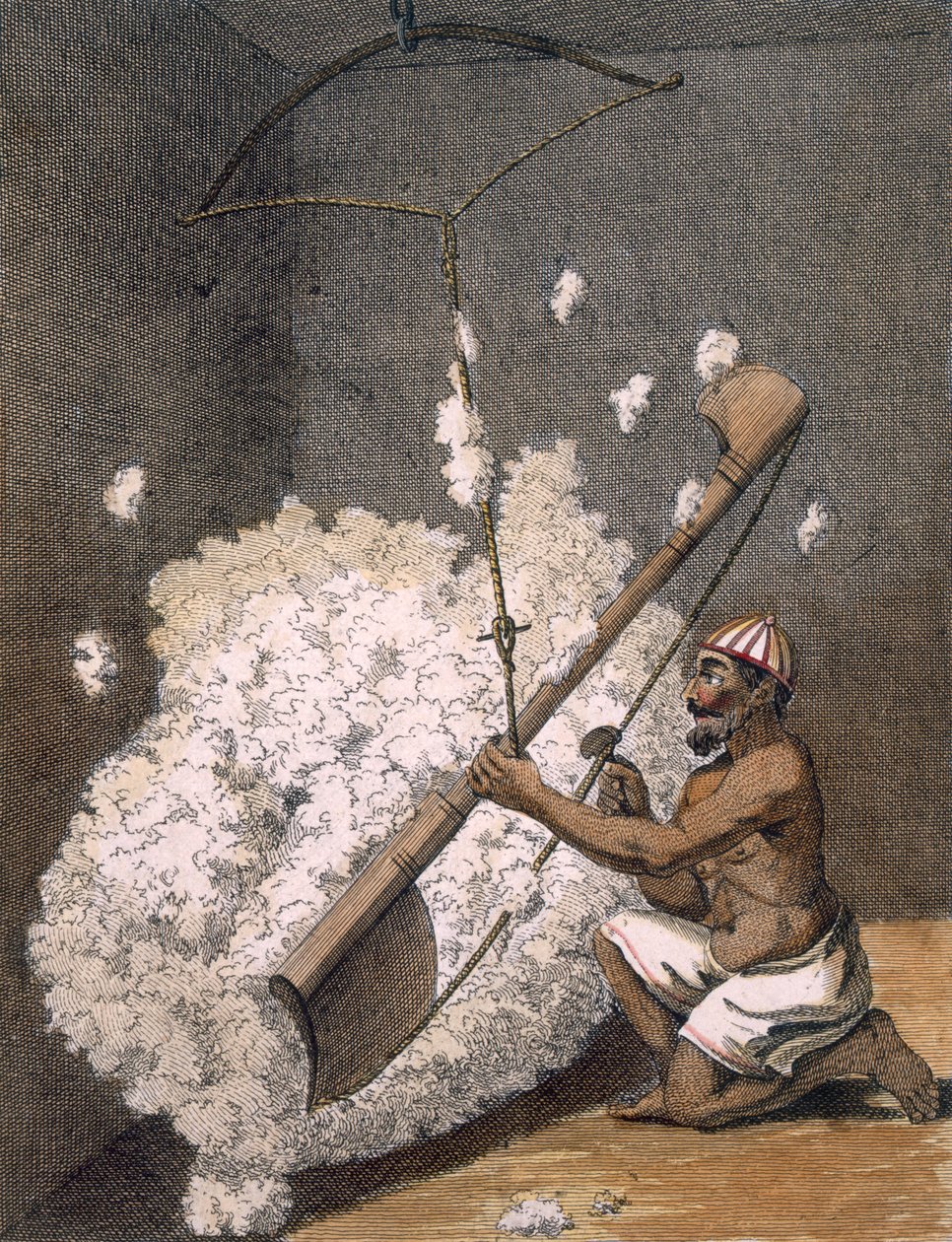 Kardande bomull, 1782. av Pierre Sonnerat