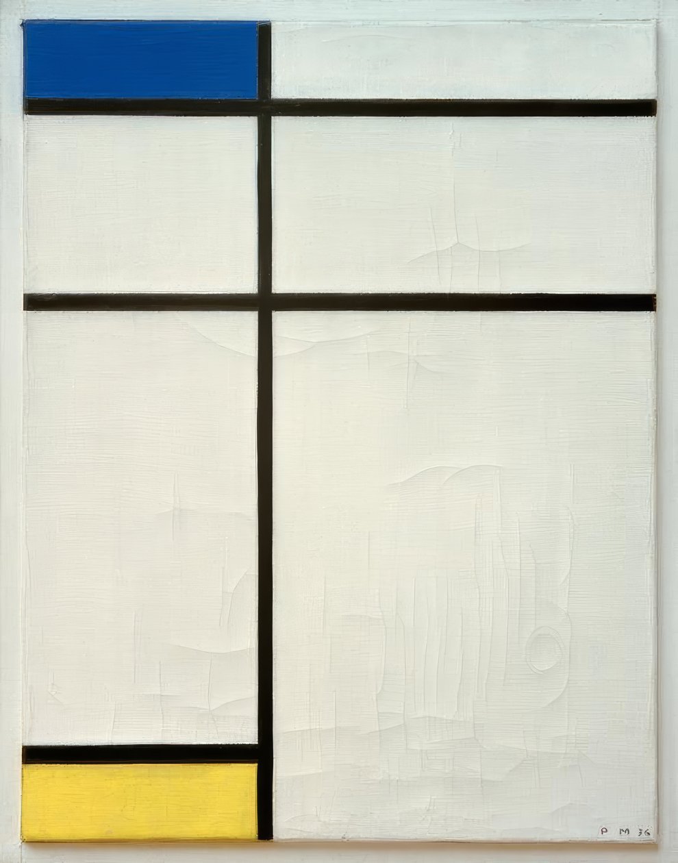 Komposition (B) i blått, gult och vitt av Piet Mondrian
