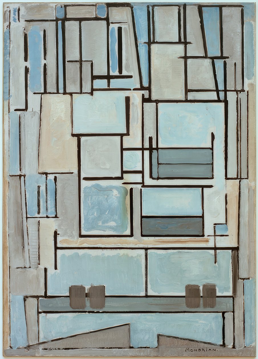 sammansättning nr. VI; komposition 9; Blå fasad av Piet Mondrian