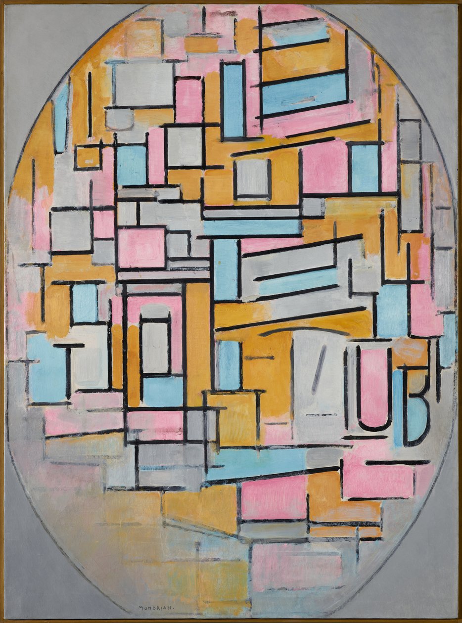 Komposition i oval med färgplan 2, 1914 av Piet Mondrian