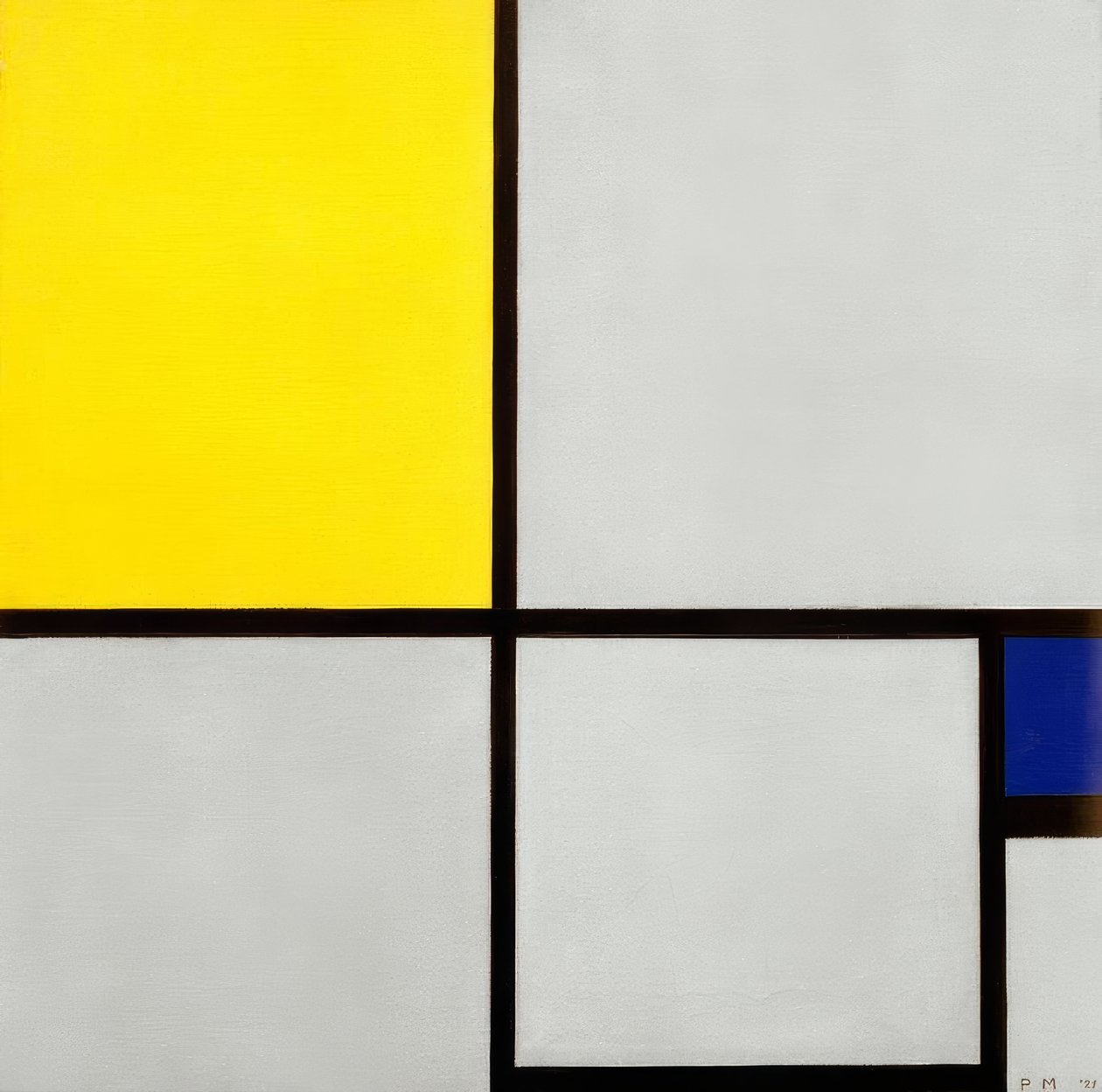 Komposition nr. II; Komposition med gult och blått av Piet Mondrian