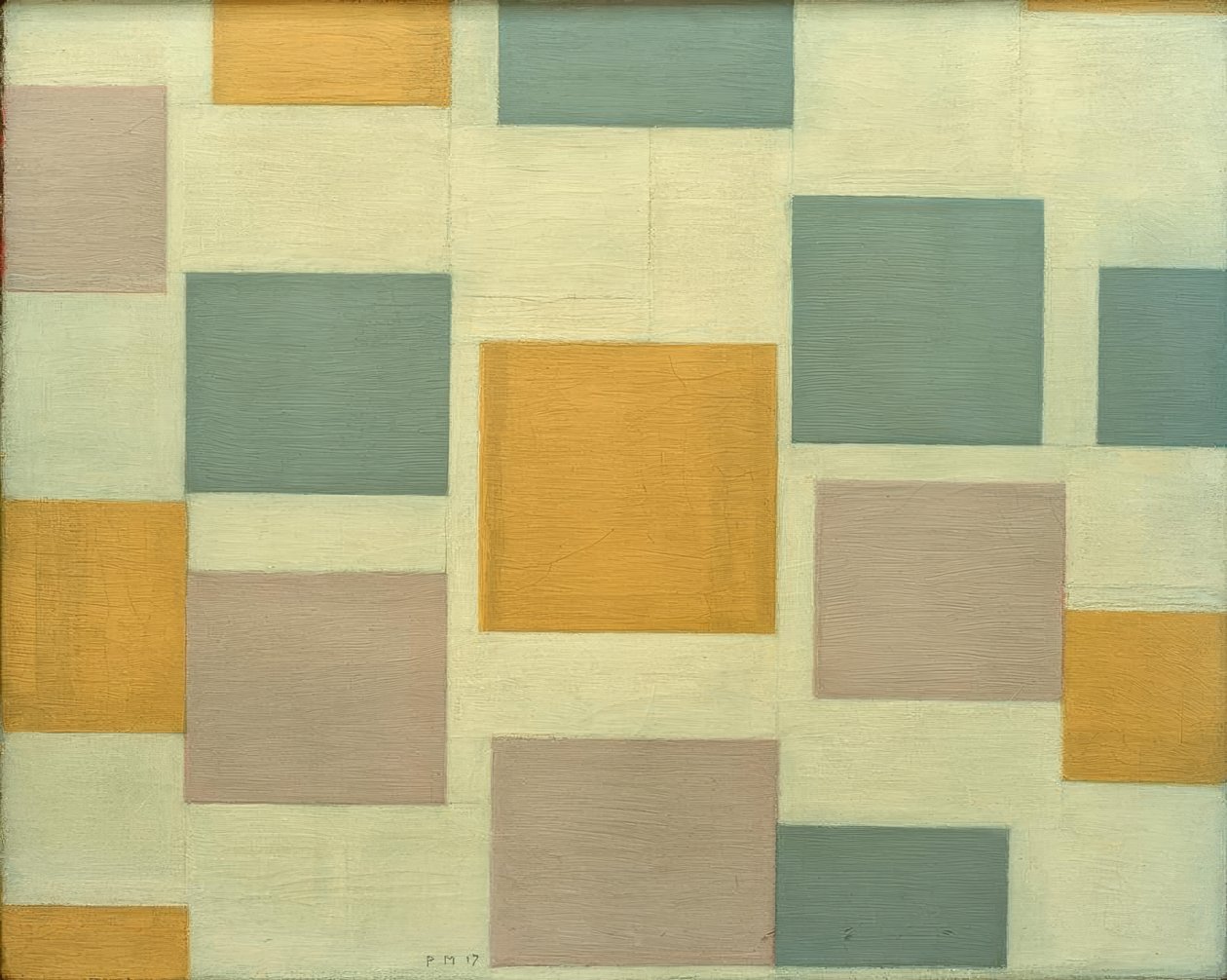 Komposition nr 5; komposition med färgade områden 5 av Piet Mondrian