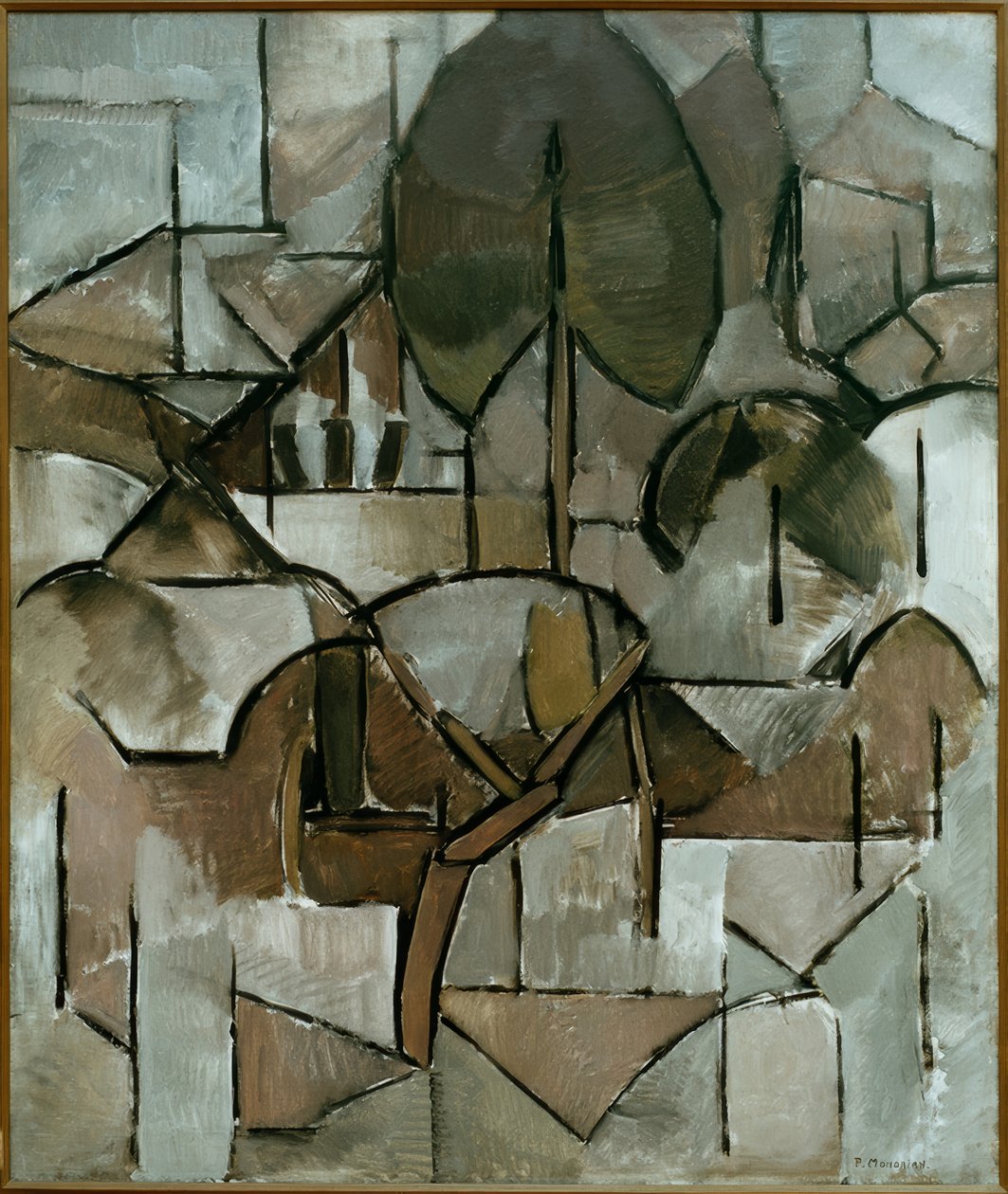 Landskap med träd av Piet Mondrian