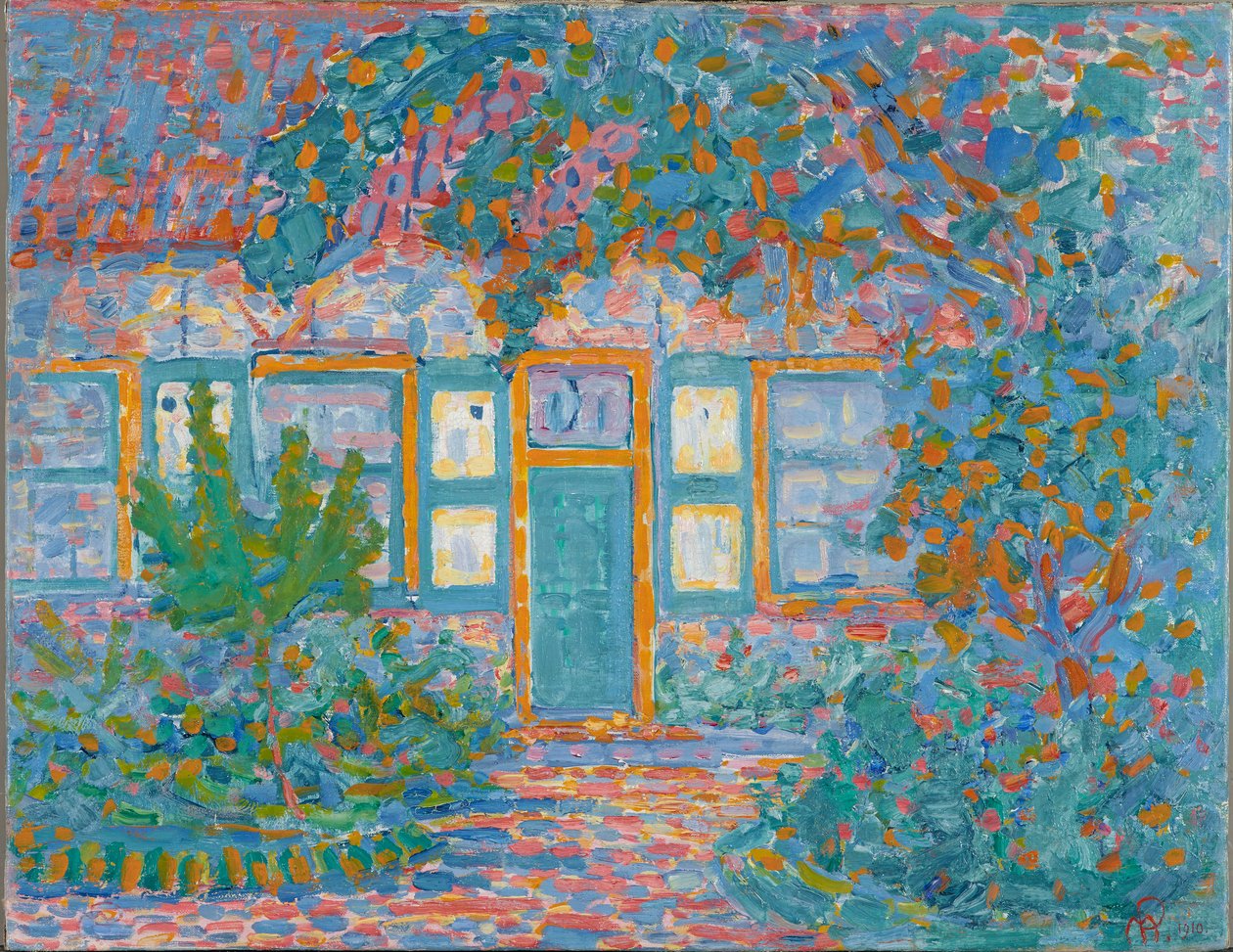 Lilla huset i solljus, ca 1910 av Piet Mondrian