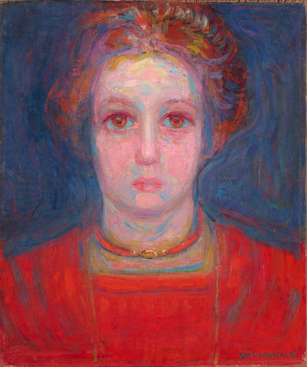 Portrait of a Girl in Red, ca 1908-09 (olja på duk monterad på panel) av Piet Mondrian