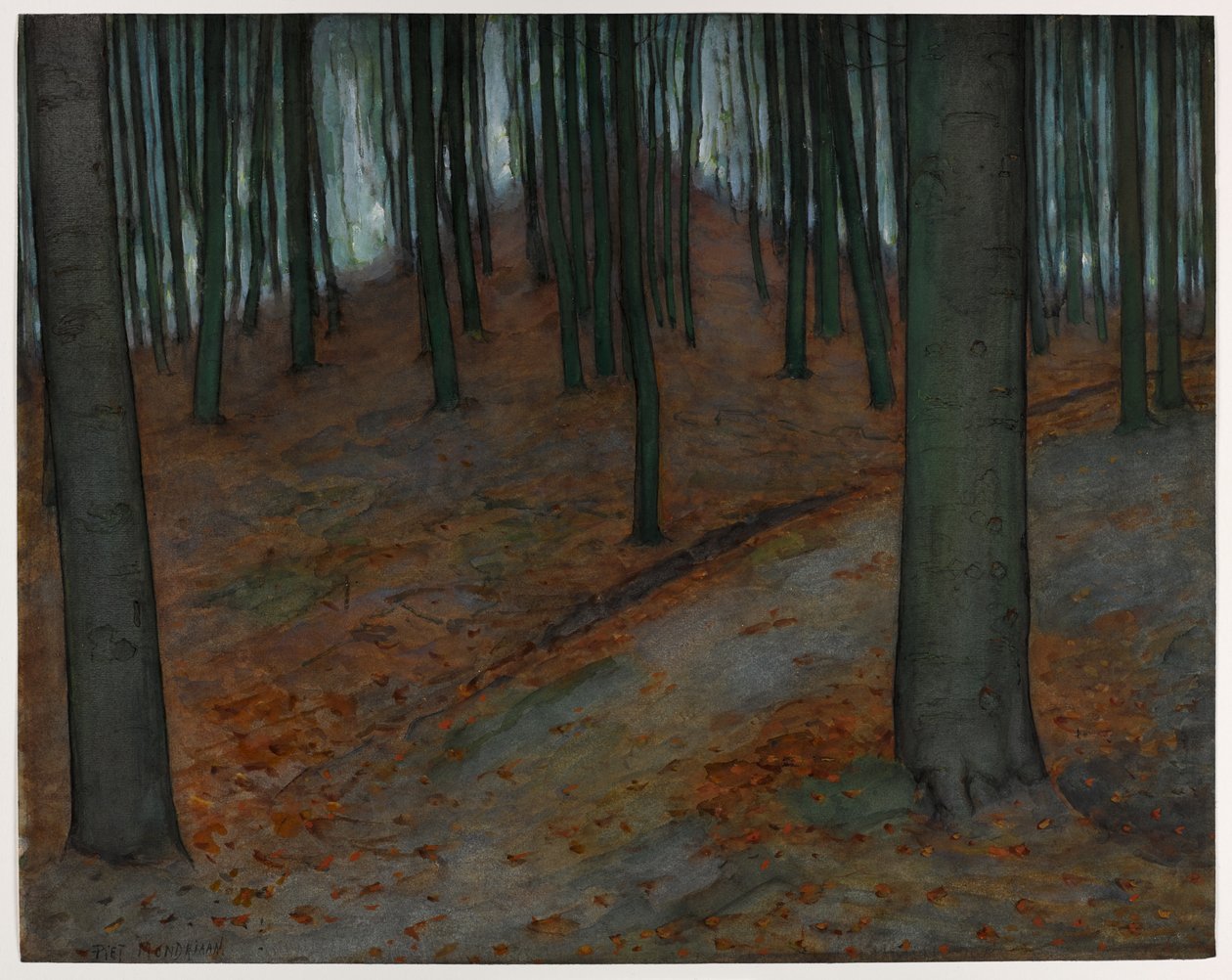 Trä med bokträd, ca 1899 (wc & gouache på papper) av Piet Mondrian