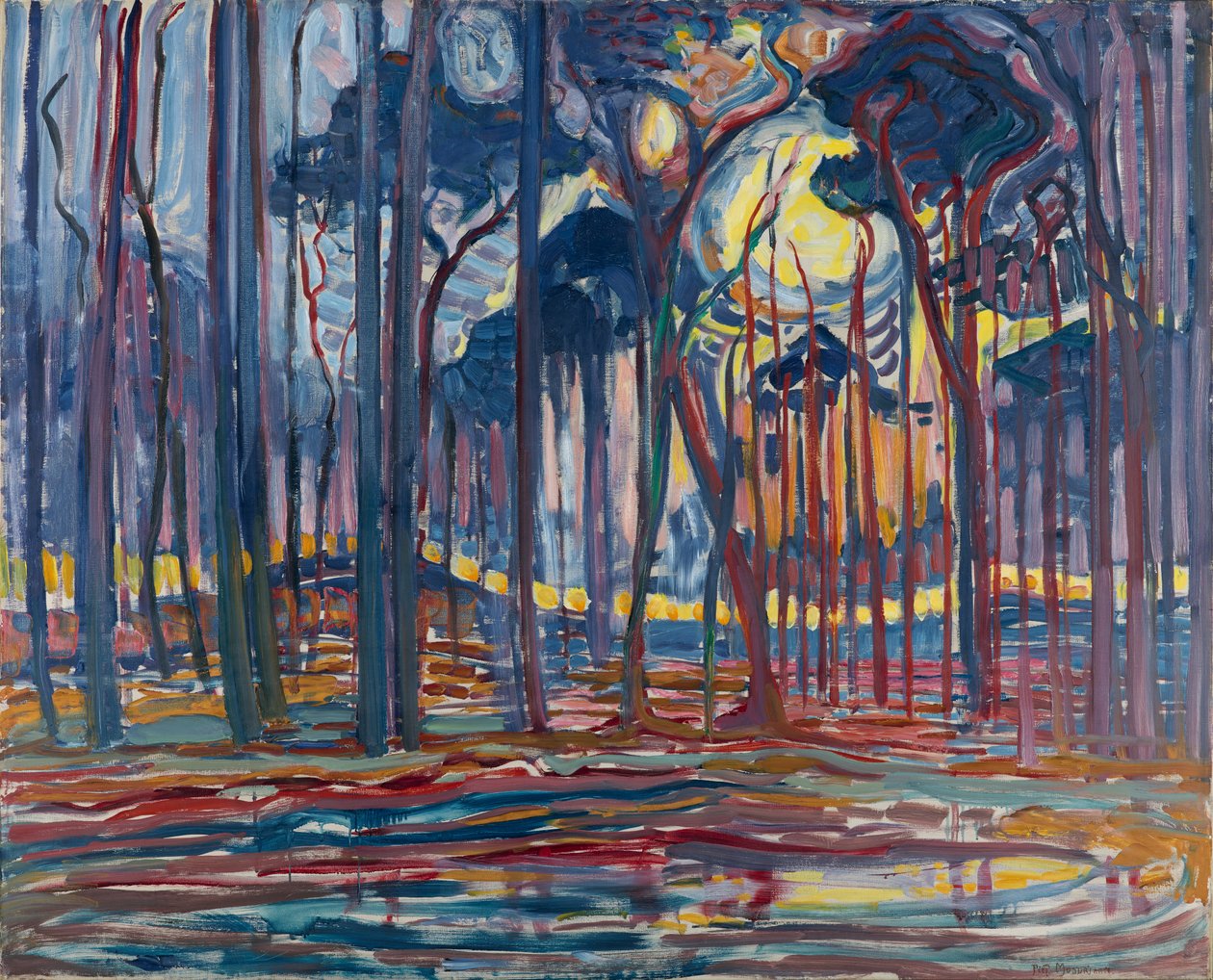 Skogen nära Oele, 1908 av Piet Mondrian
