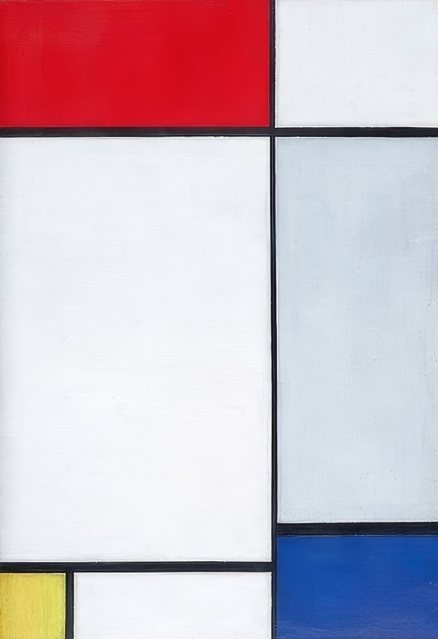 Komposition i rött, gult och blått. 1927 av Piet Mondrian